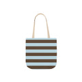 Striped Canvas Tote Bag — Blue & Brown Beach-Ready Shopper