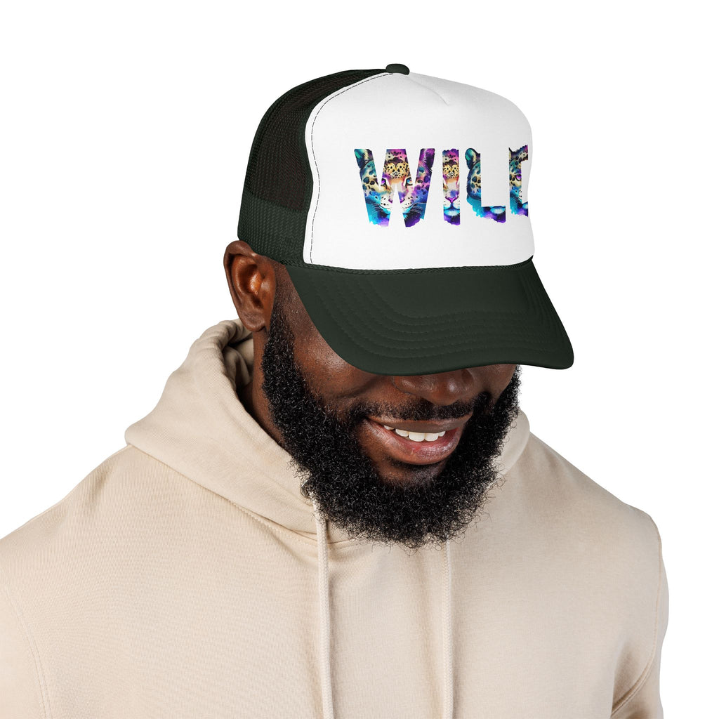 Wild Leopard Print Foam Trucker Hat - Colorful Animal Graphic Cap
