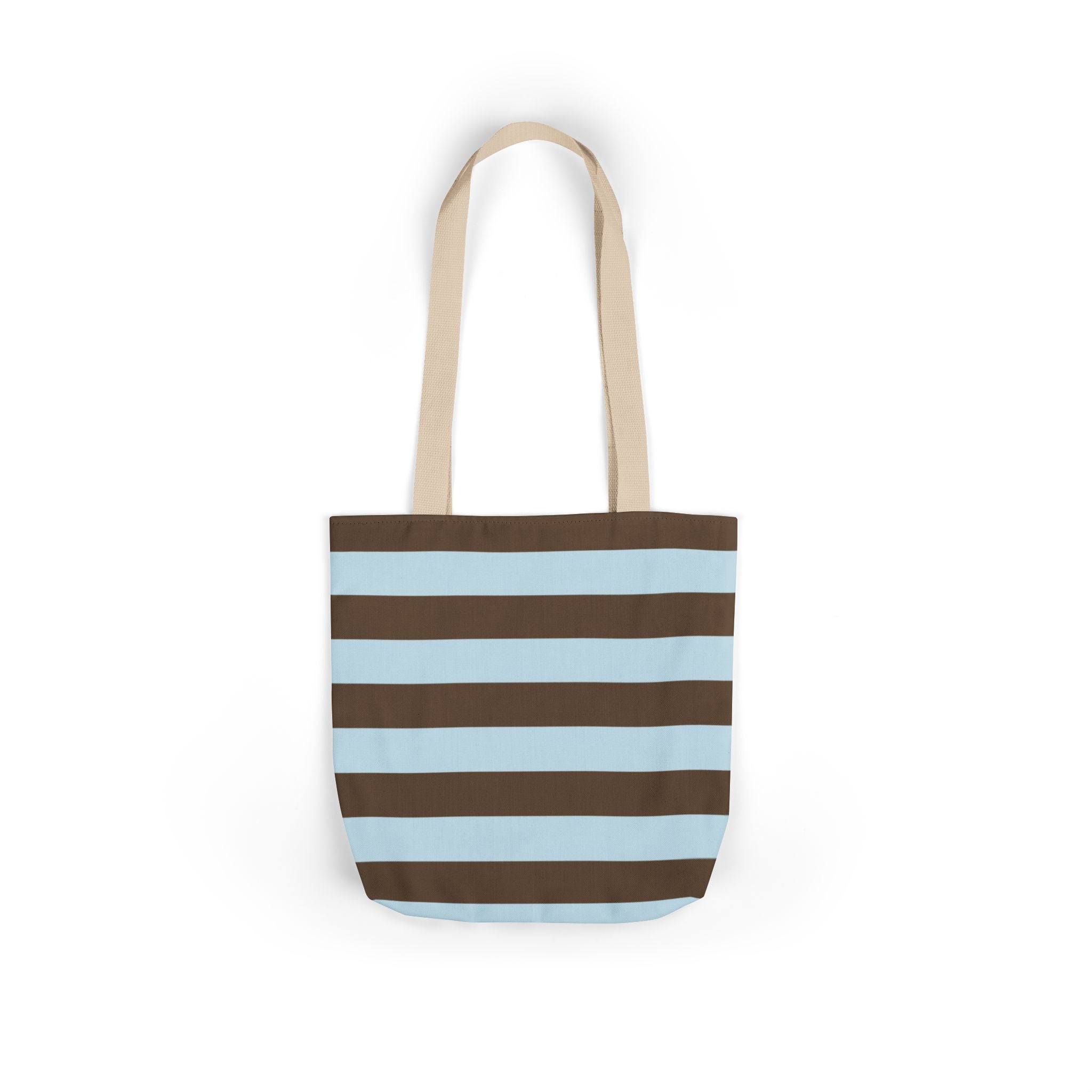 Striped Canvas Tote Bag — Blue & Brown Beach-Ready Shopper