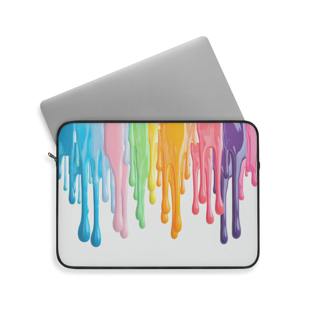 Pastel Drip Paint Laptop Sleeve — Protective Neoprene Cover