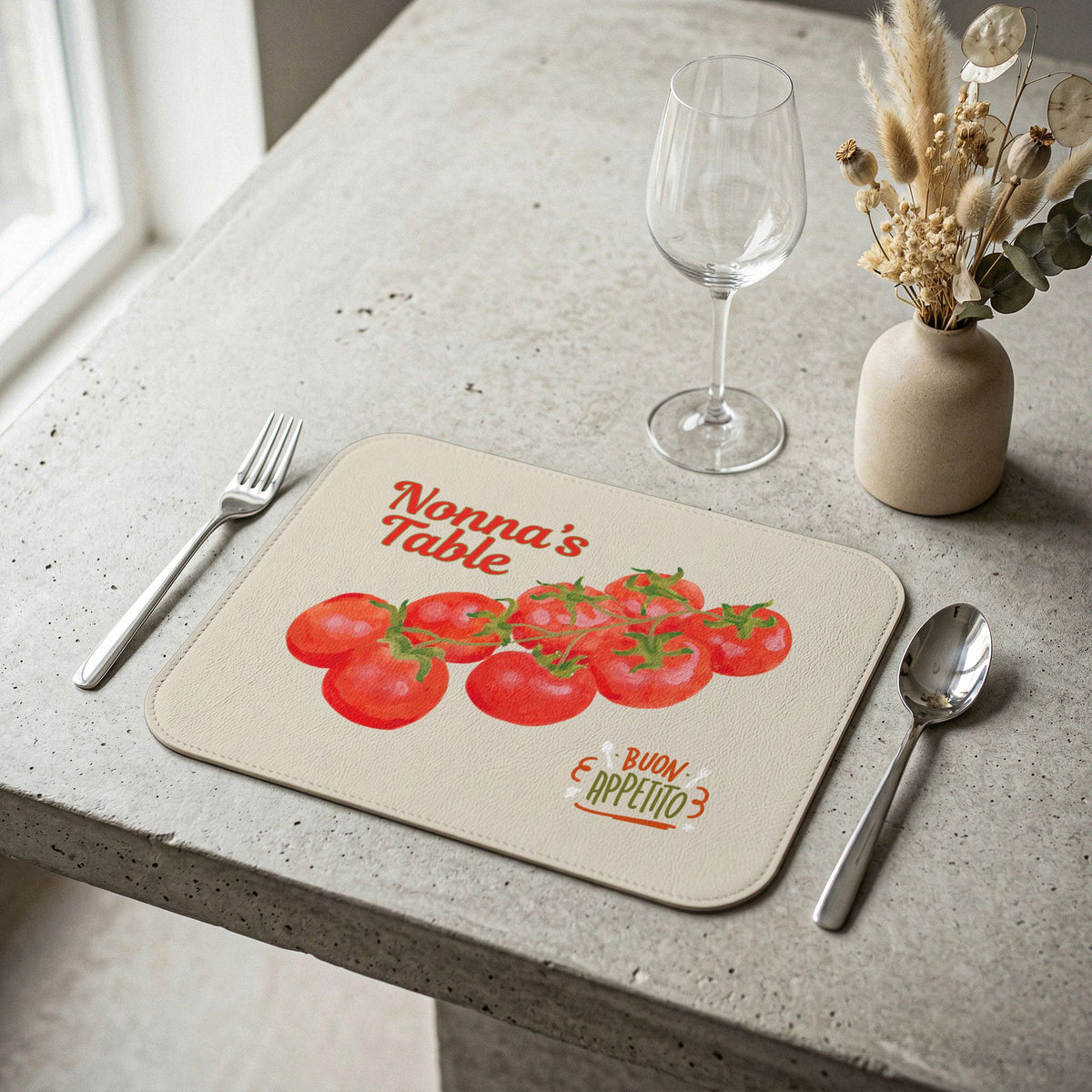 Nonna Table Family Dinner Leather Placemat - Italian Table Decor