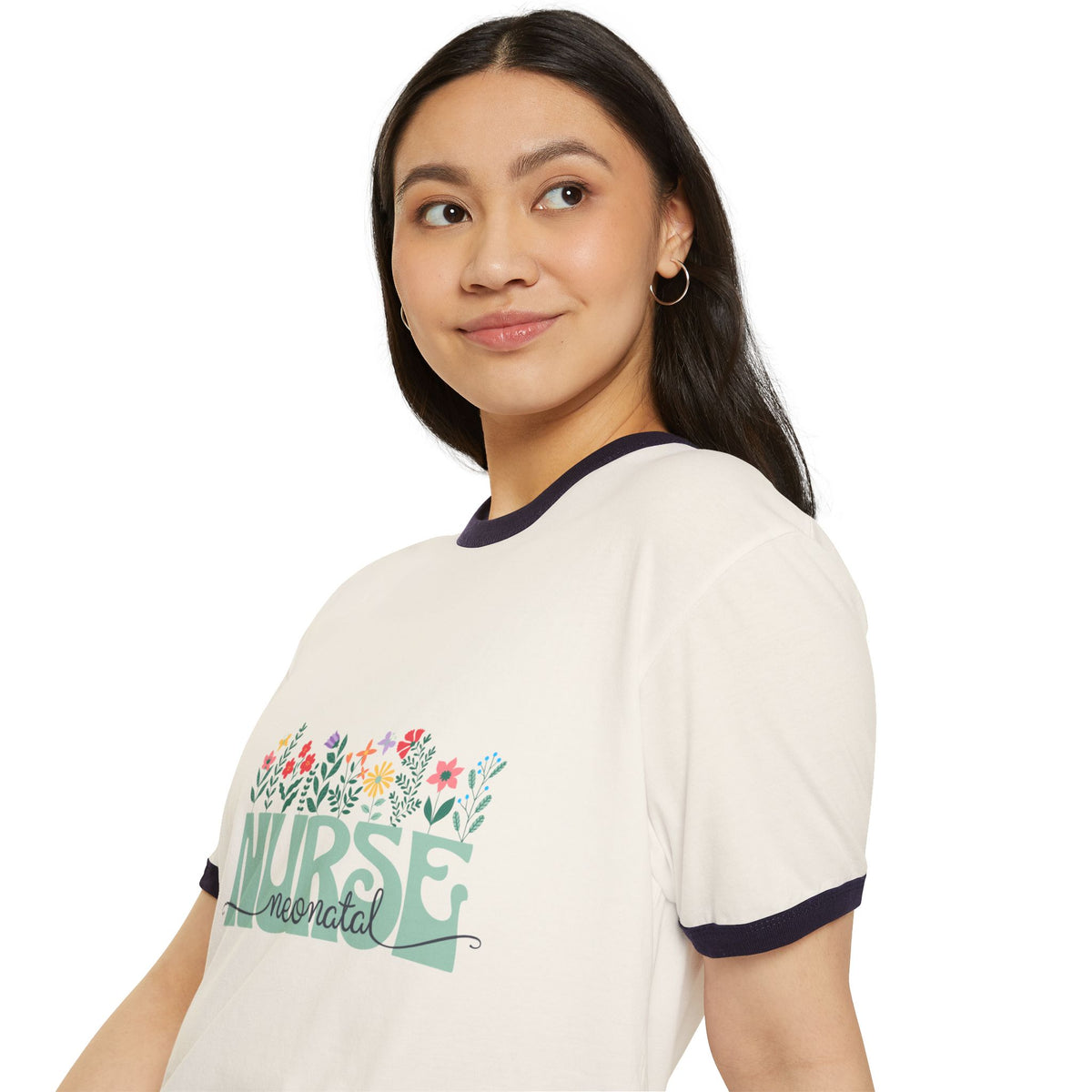 Nurse Neonatal Floral Ringer T-Shirt