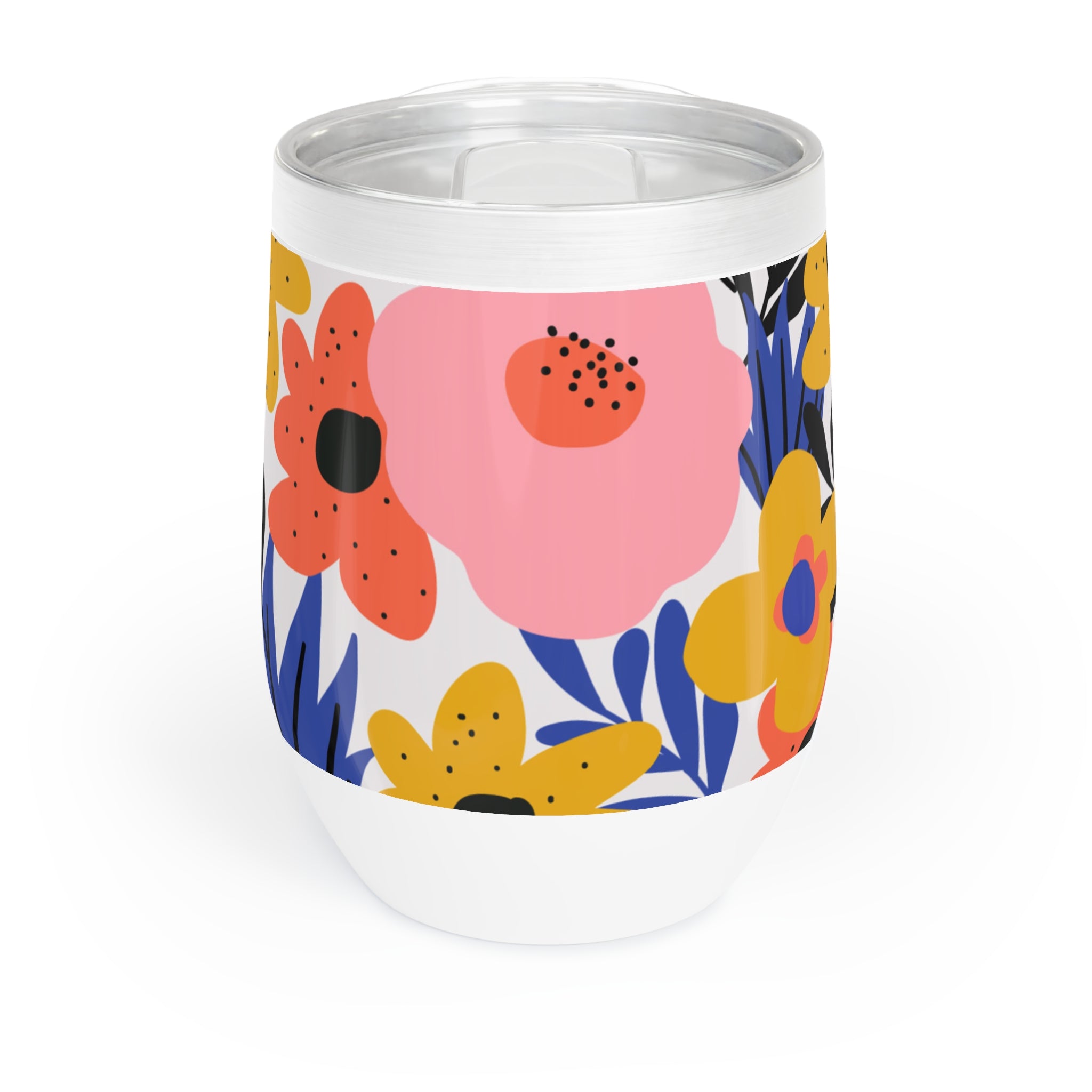 Chill Wine Tumbler - Colourful Abstract Floral Design