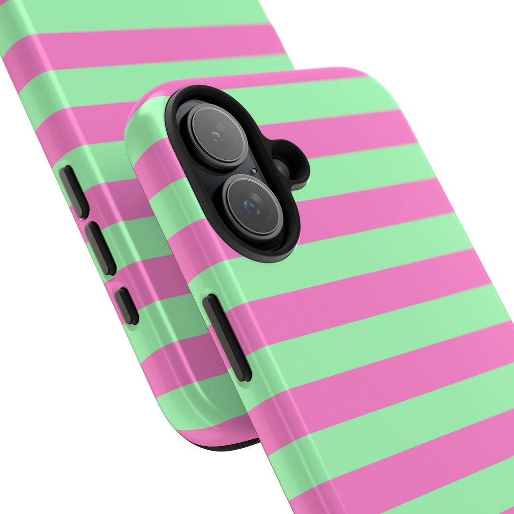iPhone Case - Pink Green Stripes