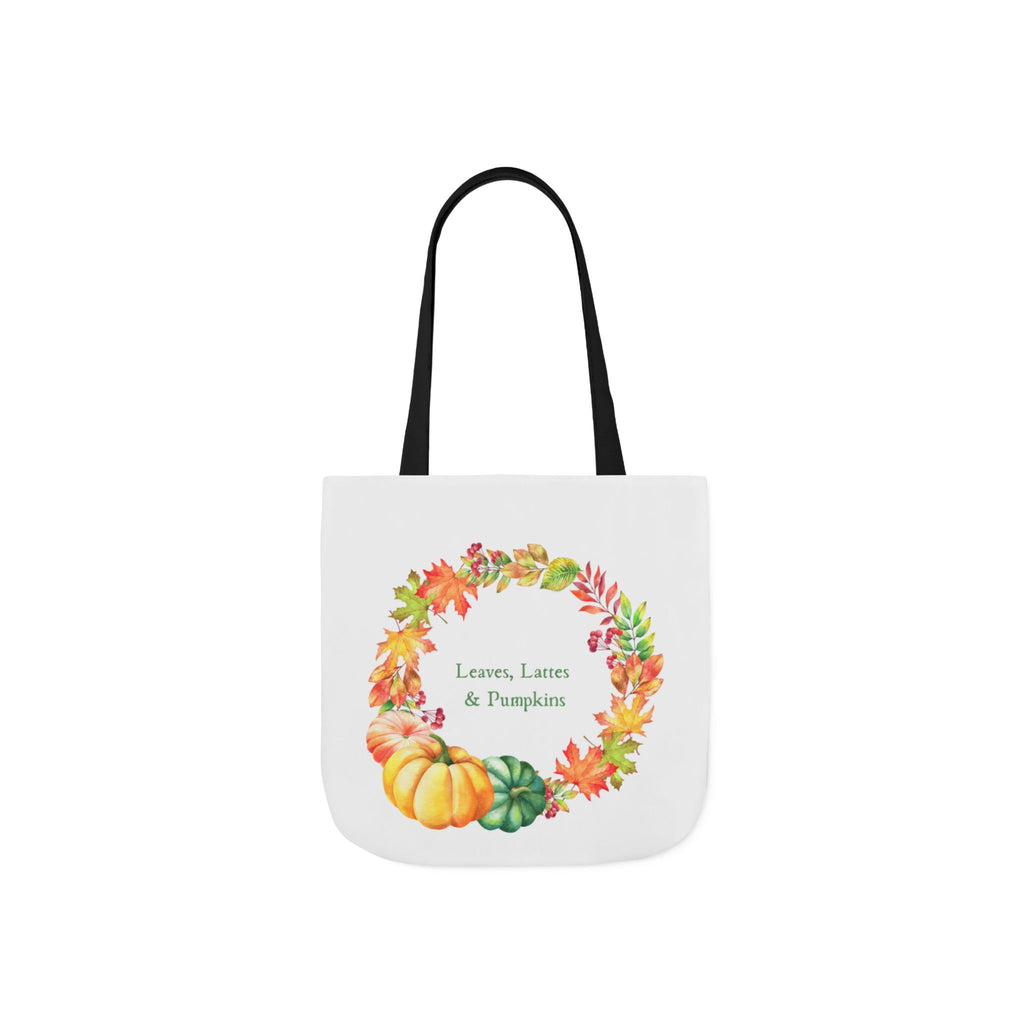 Halloween Canvas Tote Bag — Leaves Lattes & Pumpkins Beach-Ready Shopper