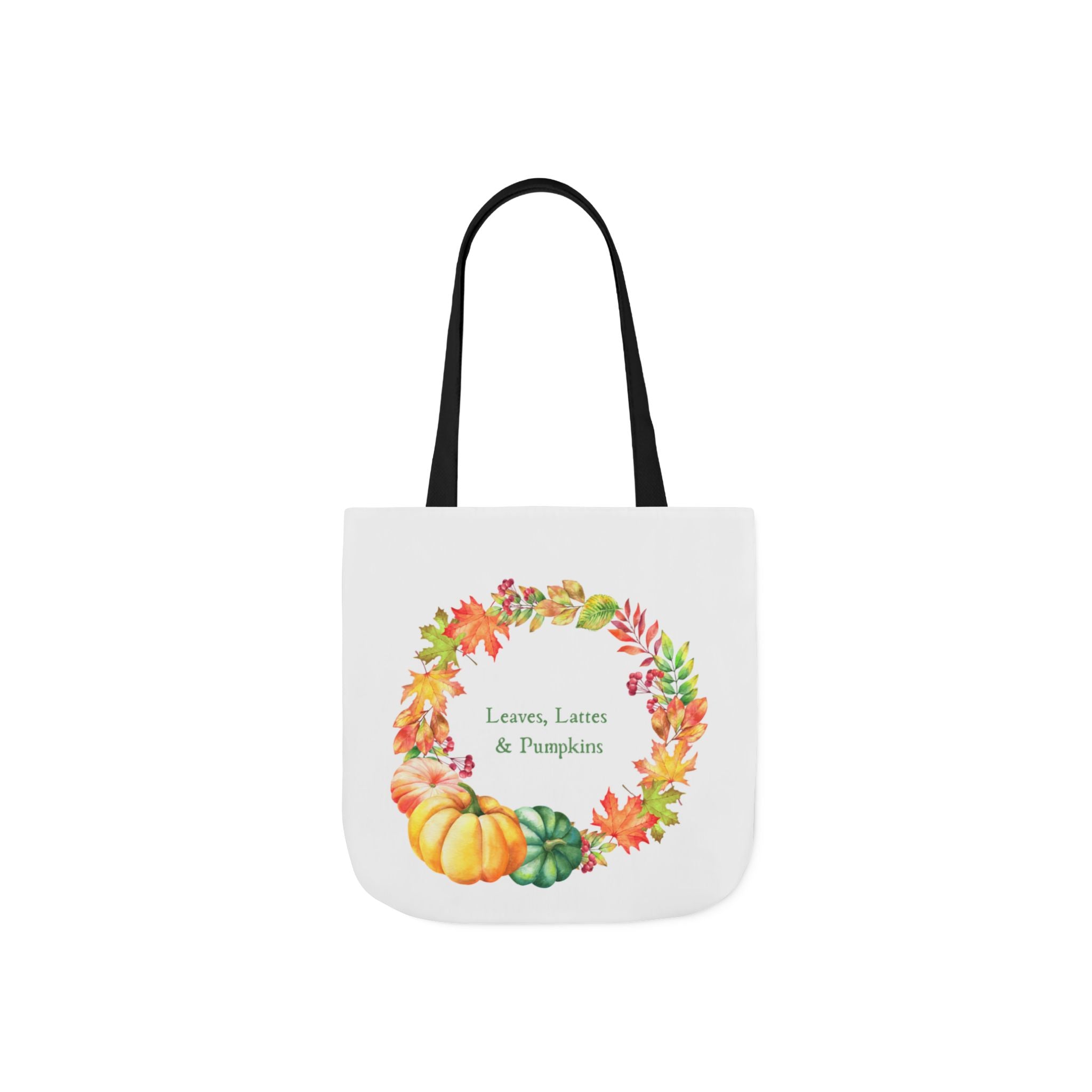 Halloween Canvas Tote Bag — Leaves Lattes & Pumpkins Beach-Ready Shopper