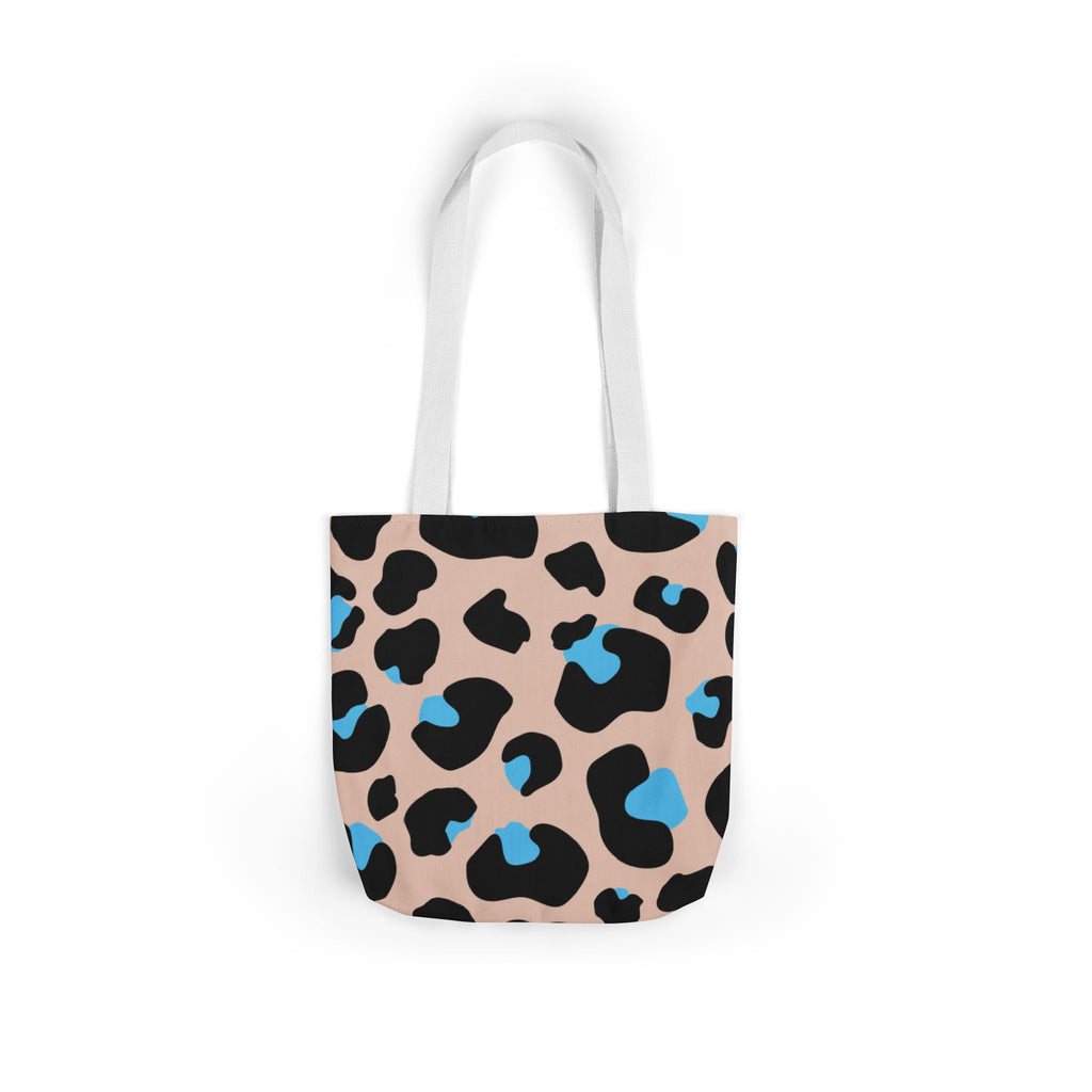 Canvas Tote Bag — Brown Blue Leopard  Beach-Ready Shopper