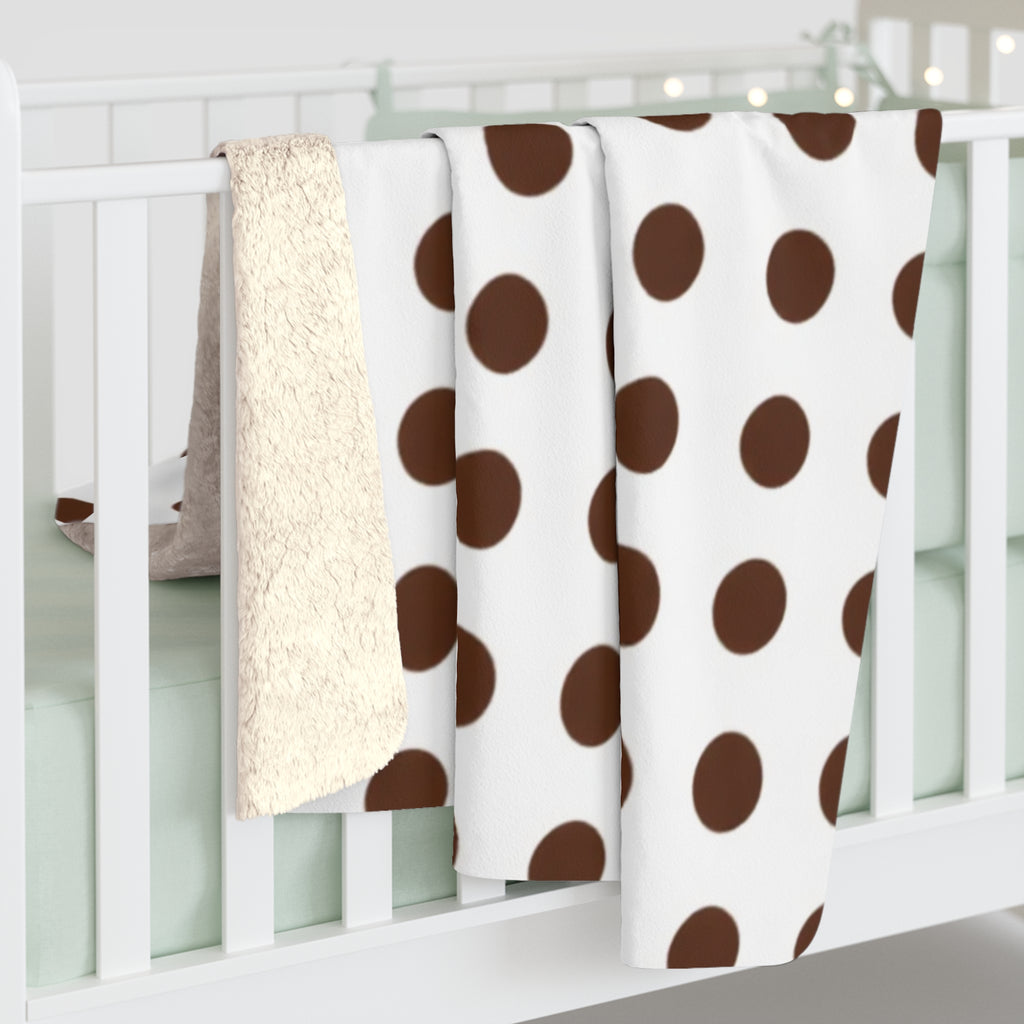 Sherpa Fleece Blanket – Cozy Brown Polka Dot Throw