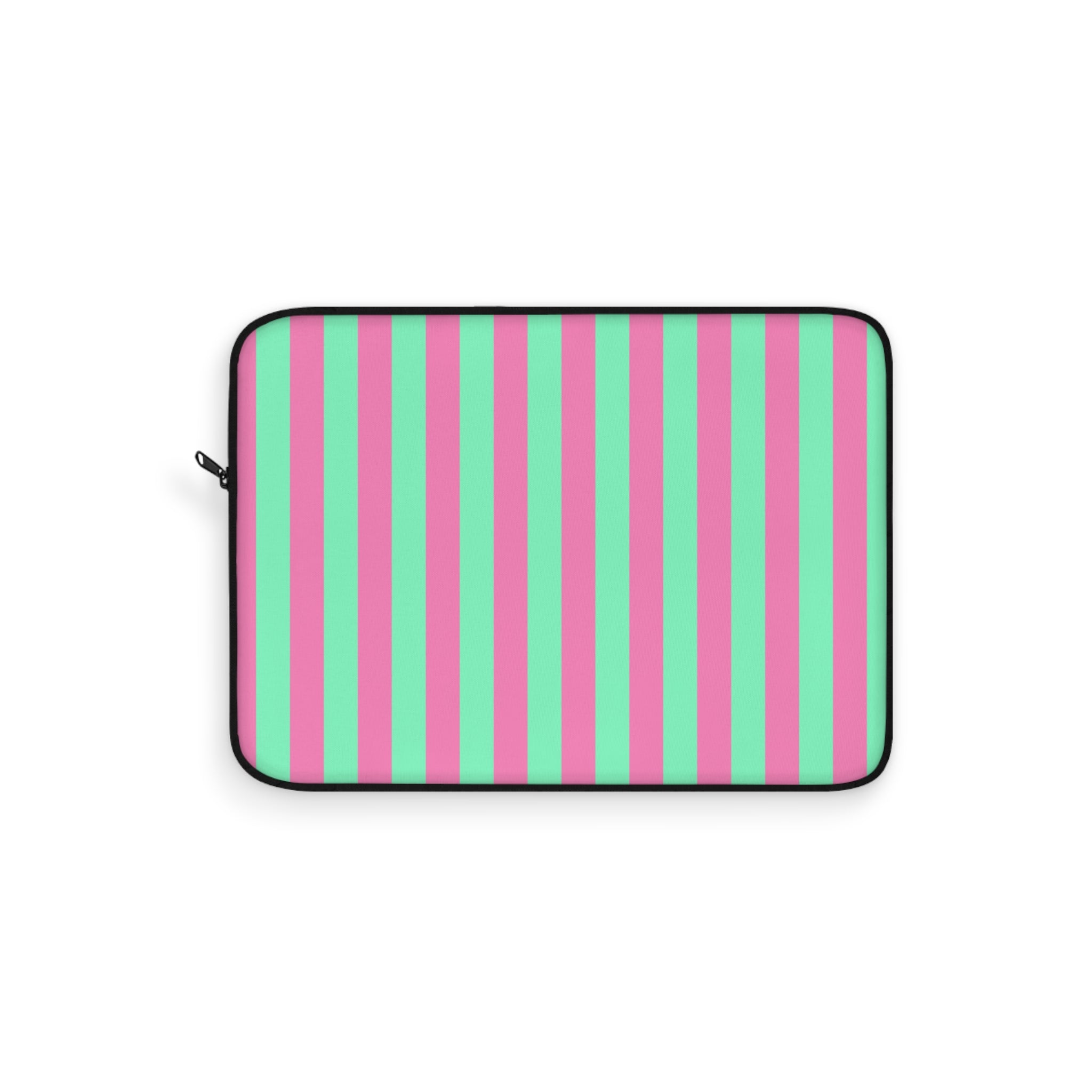 Pink Green Pinstripe Laptop Sleeve - Protective Neoprene Cover