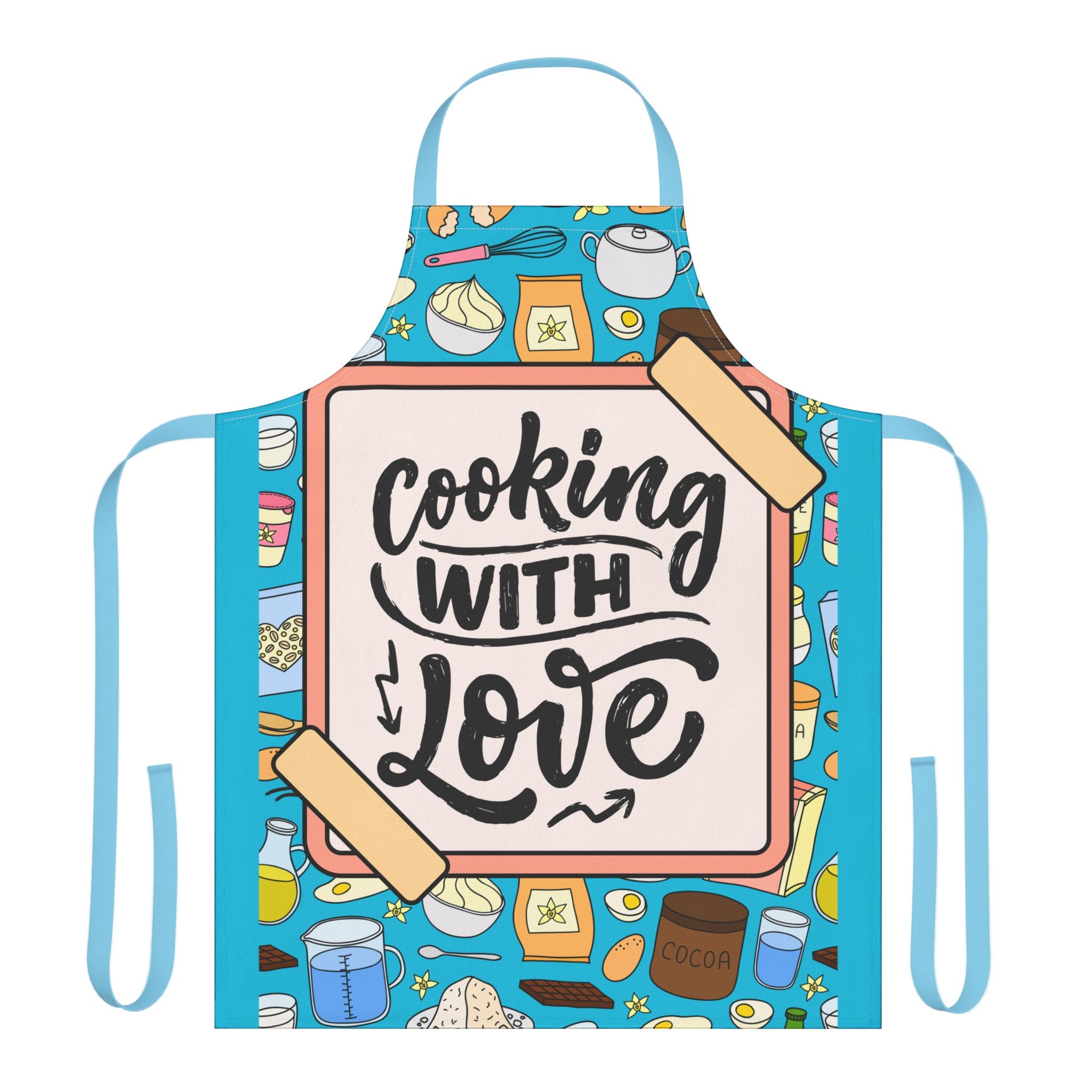 Cooking With Love Kitchen Apron – Colorful Baking & Cooking Apron with Recipe Board Design