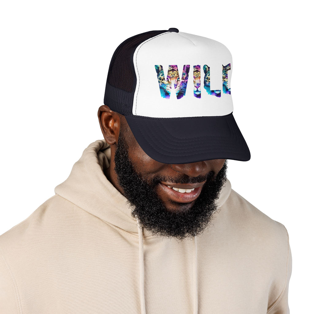 Wild Leopard Print Foam Trucker Hat - Colorful Animal Graphic Cap