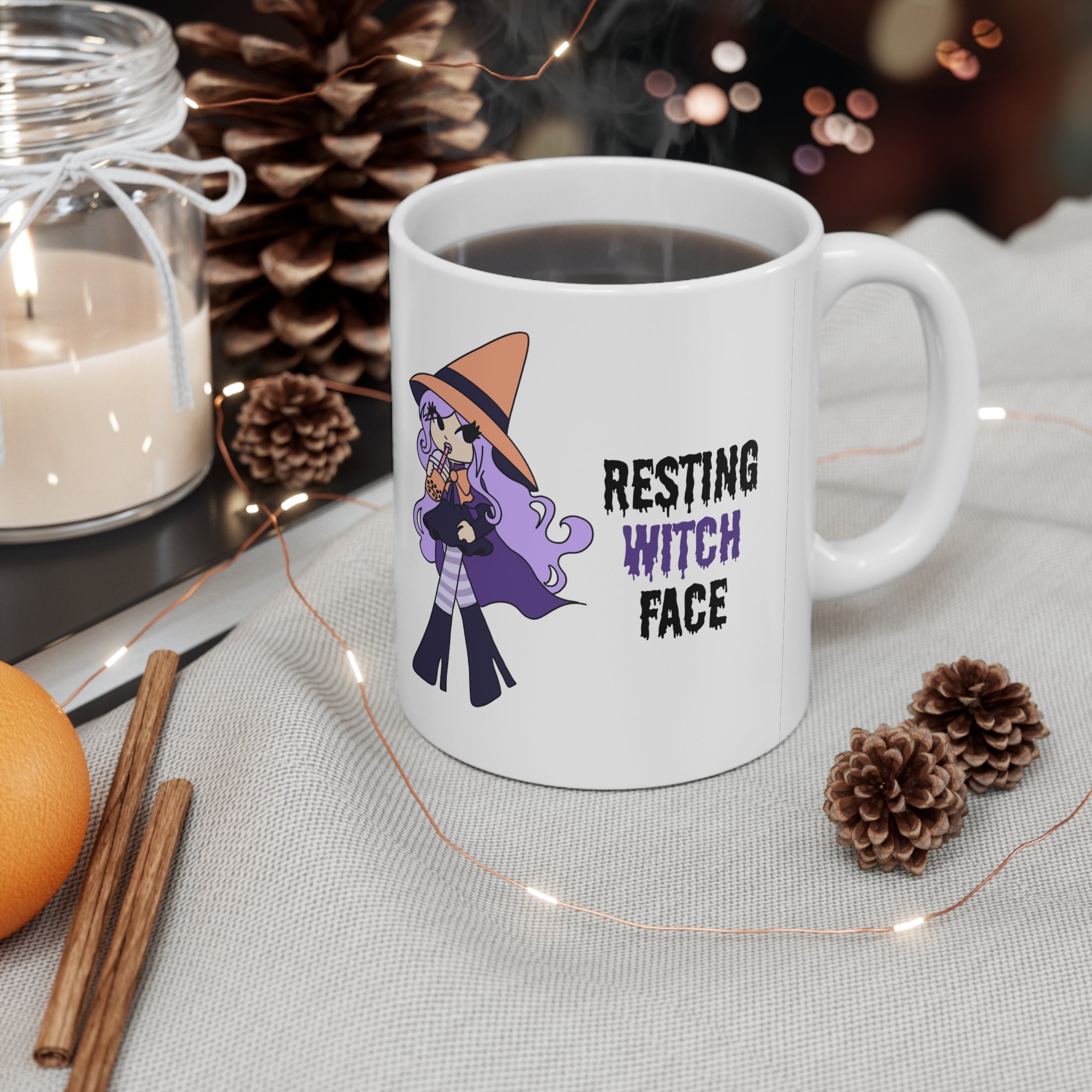 Resting Witch Face Mug — Ceramic Coffee Cup