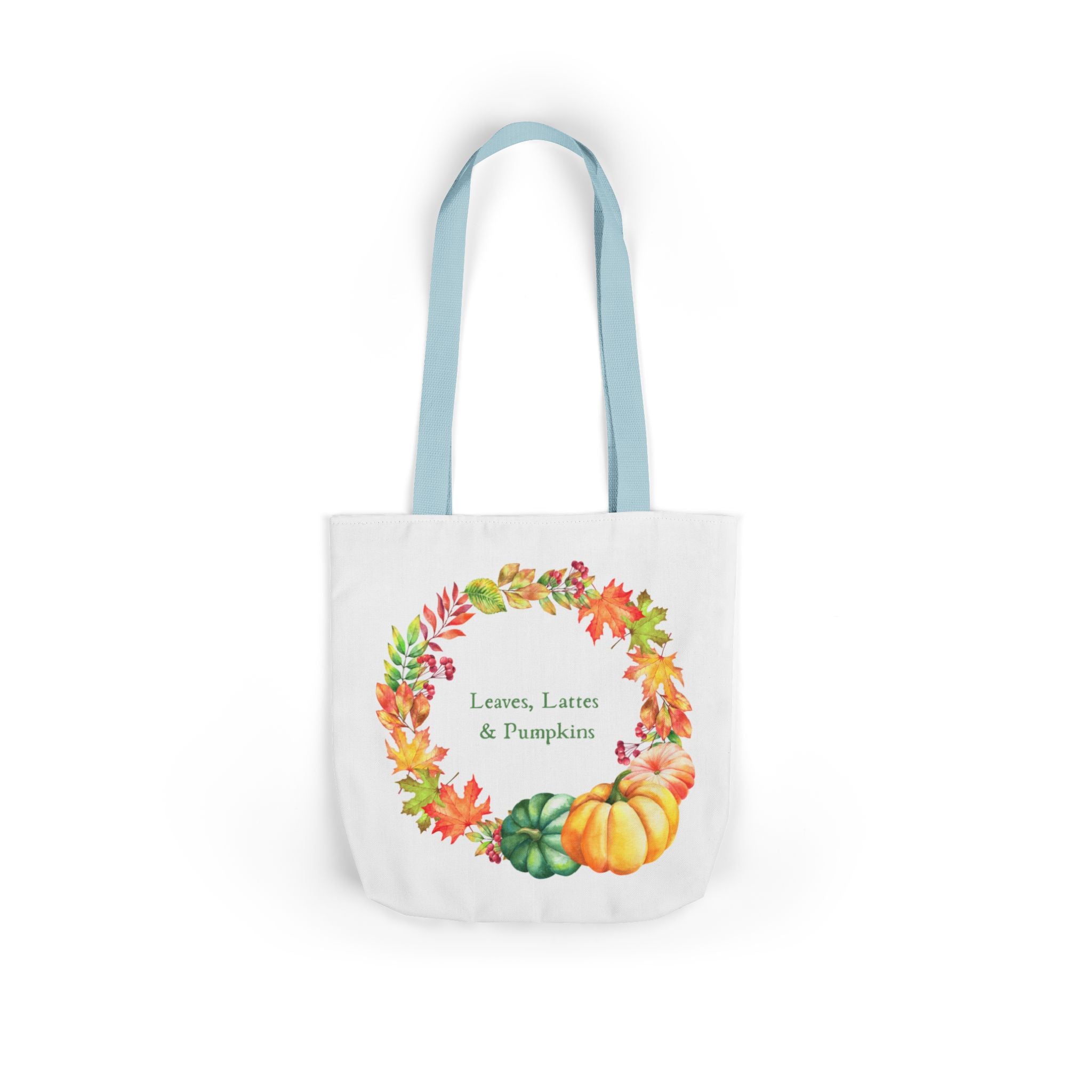 Halloween Canvas Tote Bag — Leaves Lattes & Pumpkins Beach-Ready Shopper