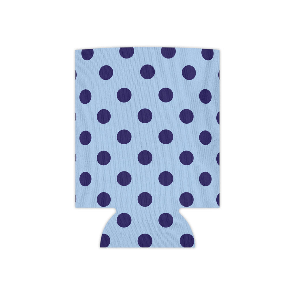 Pastel Blue & Navy Polka Dot Design Can Cooler