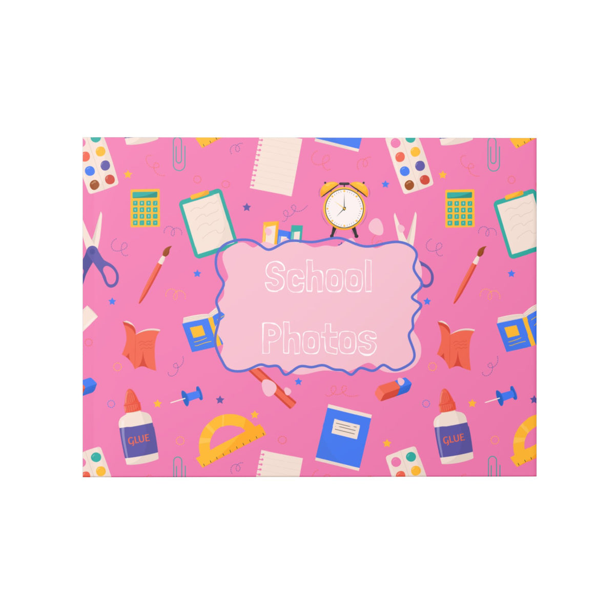 Pink Blue School Photos Hardcover Photo Book — Keepsake Yearbook Memory Album