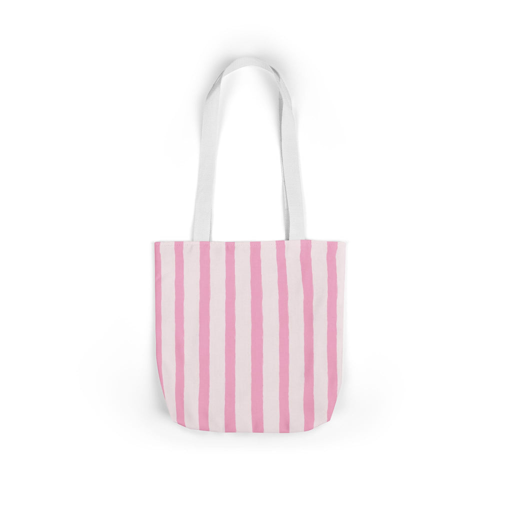 Canvas Tote Bag — Pink Stripe Beach-Ready Shopper