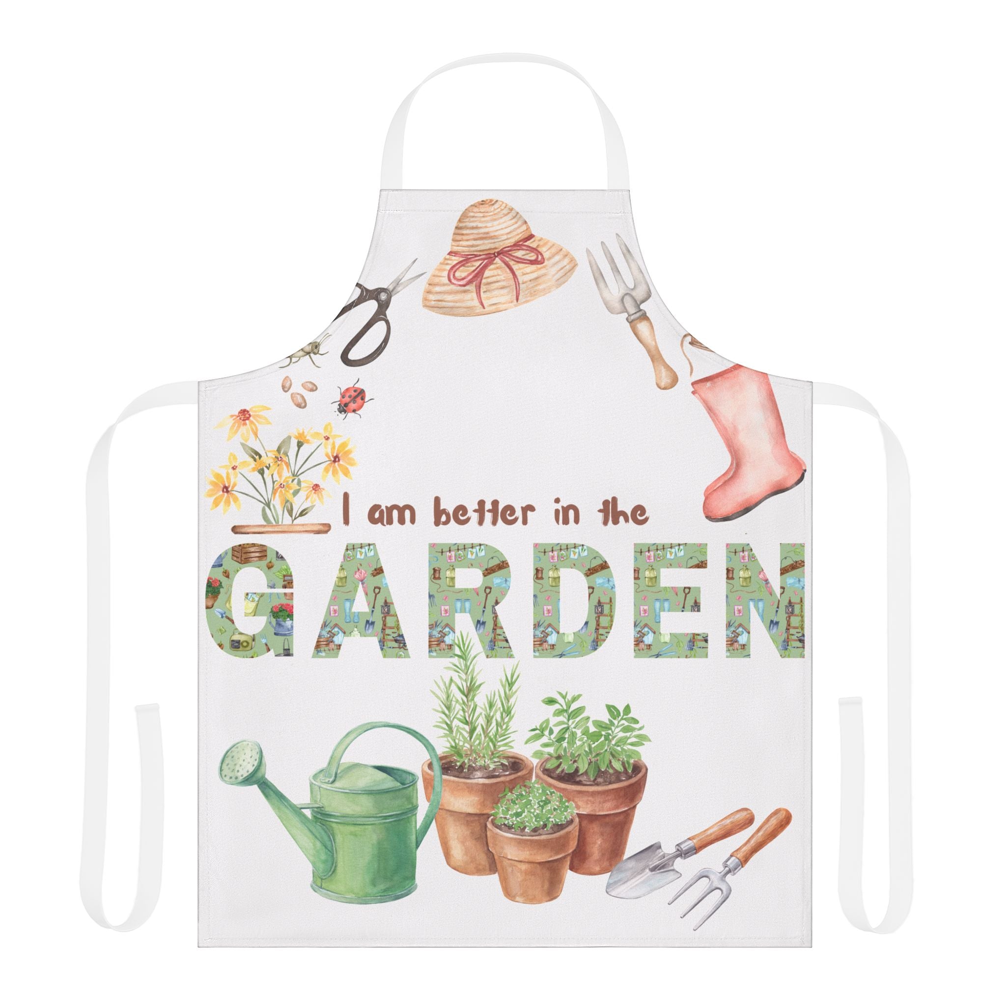 Garden or Kitchen Apron — "I Am Better in the Garden" Floral Watercolor Gardening Apron