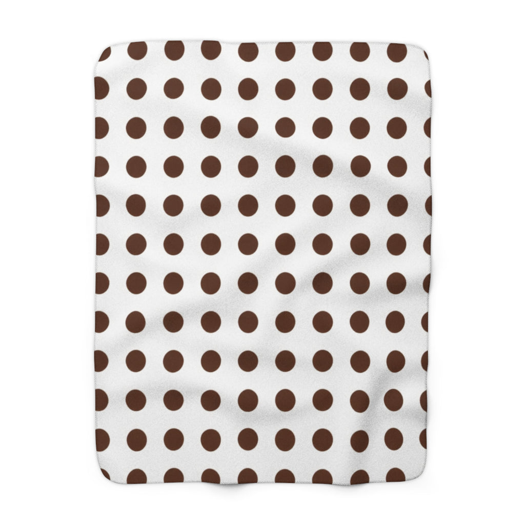 Sherpa Fleece Blanket – Cozy Brown Polka Dot Throw