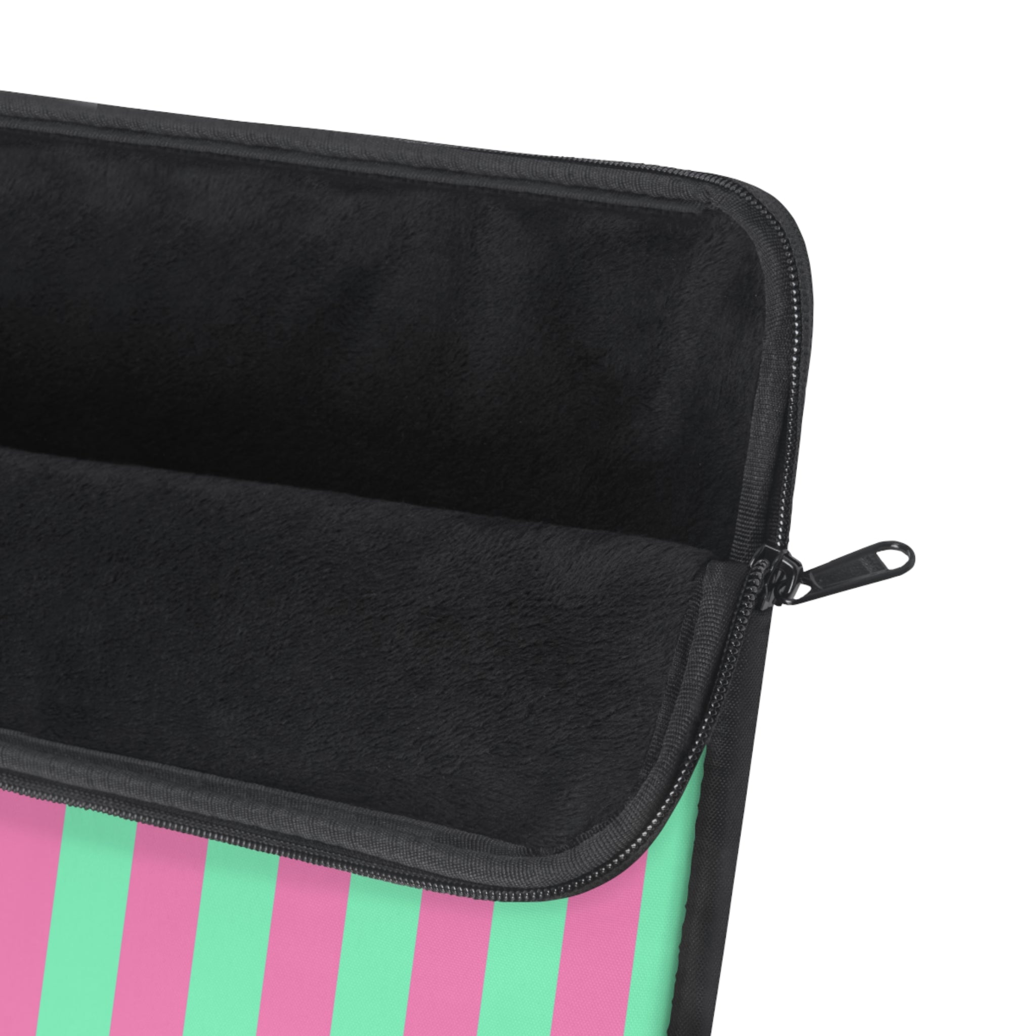 Pink Green Pinstripe Laptop Sleeve - Protective Neoprene Cover