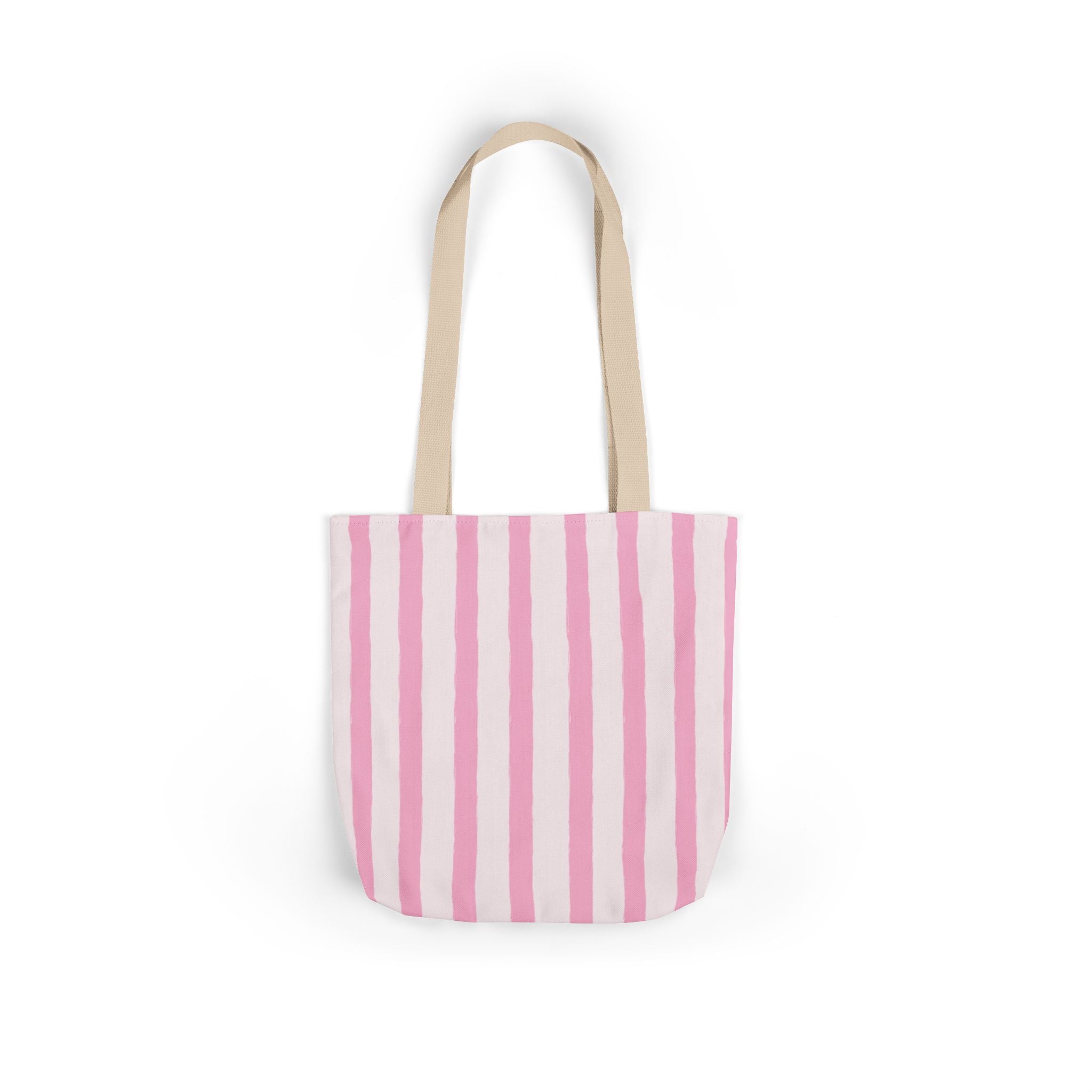 Canvas Tote Bag — Pink Stripe Beach-Ready Shopper