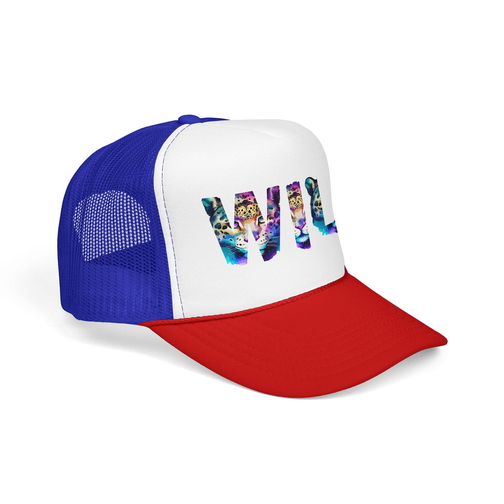 Wild Leopard Print Foam Trucker Hat - Colorful Animal Graphic Cap