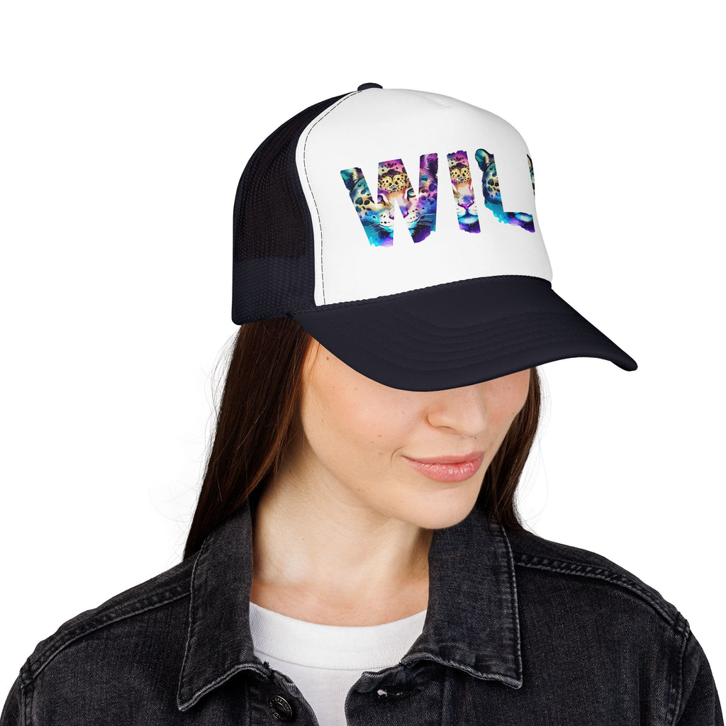 Wild Leopard Print Foam Trucker Hat - Colorful Animal Graphic Cap
