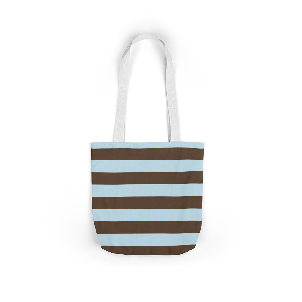 Striped Canvas Tote Bag — Blue & Brown Beach-Ready Shopper