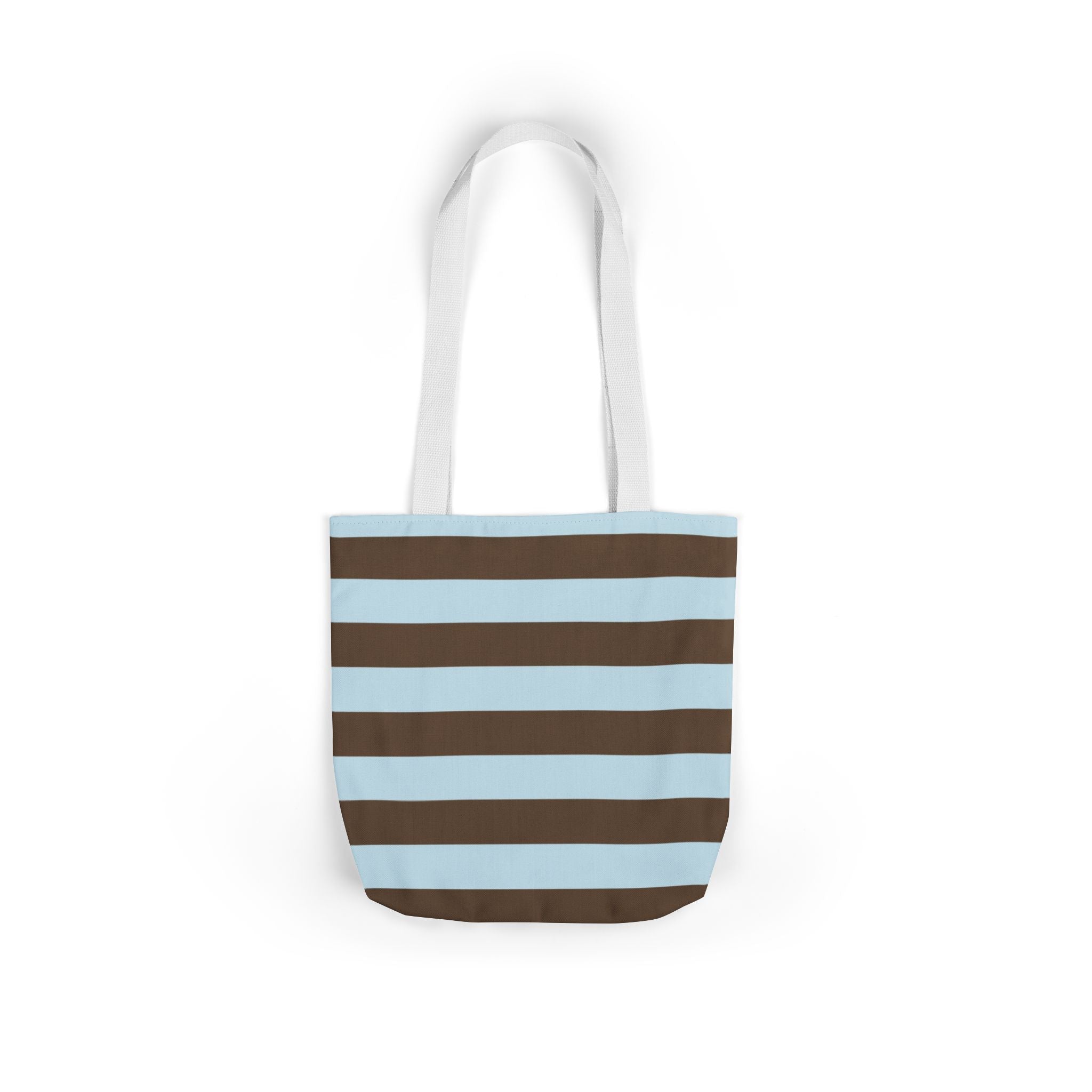 Striped Canvas Tote Bag — Blue & Brown Beach-Ready Shopper