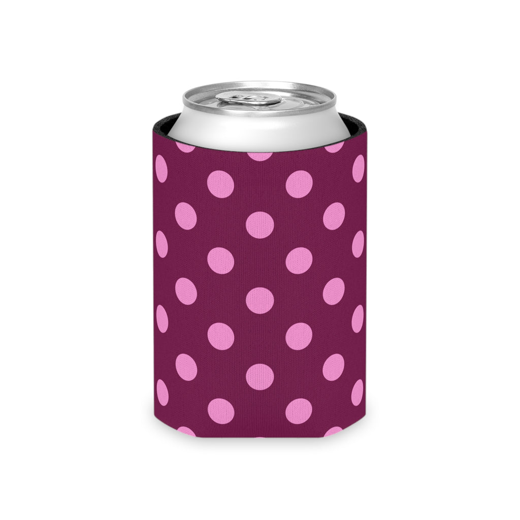 Pink Maroon Polka Dot Design Can Cooler