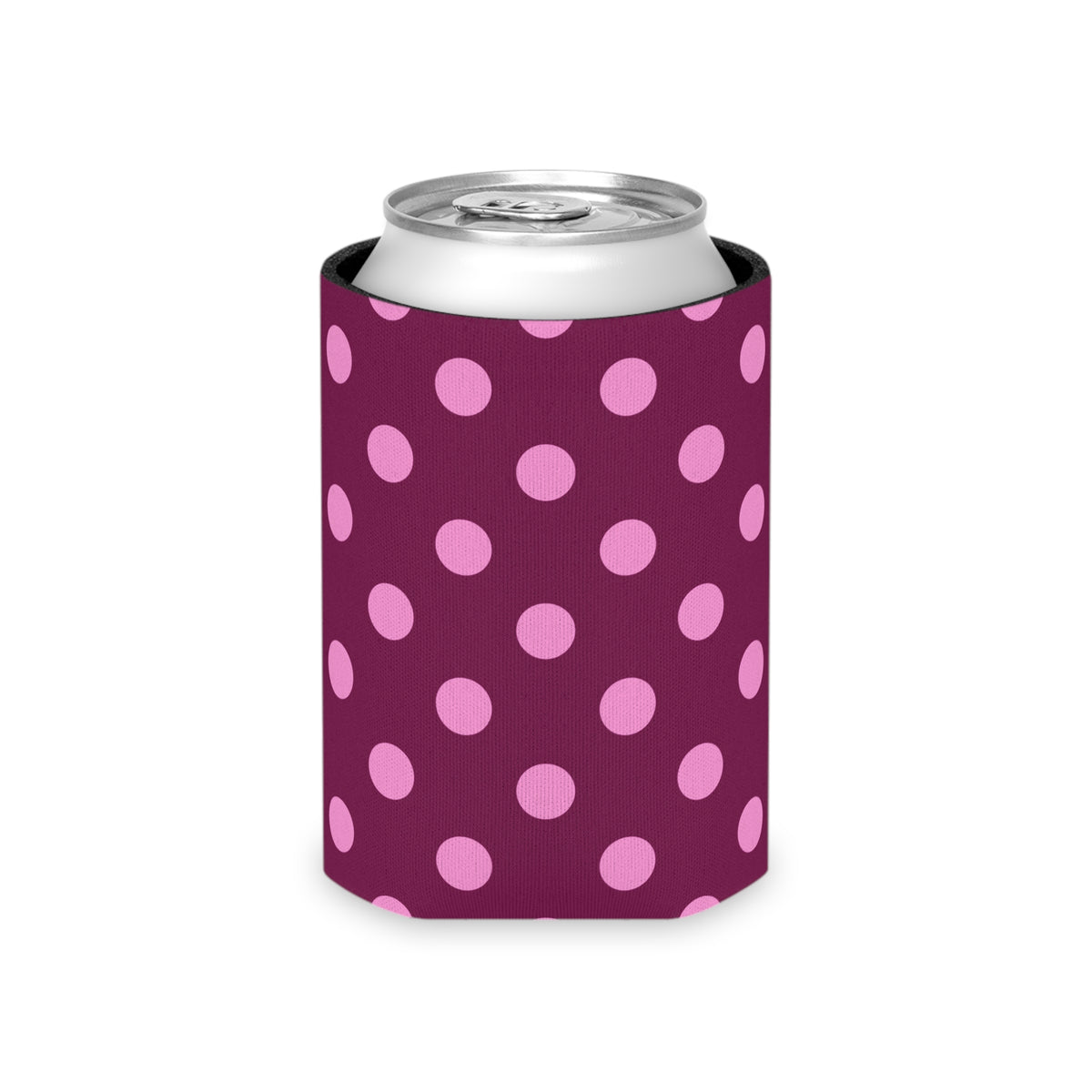 Pink Maroon Polka Dot Design Can Cooler