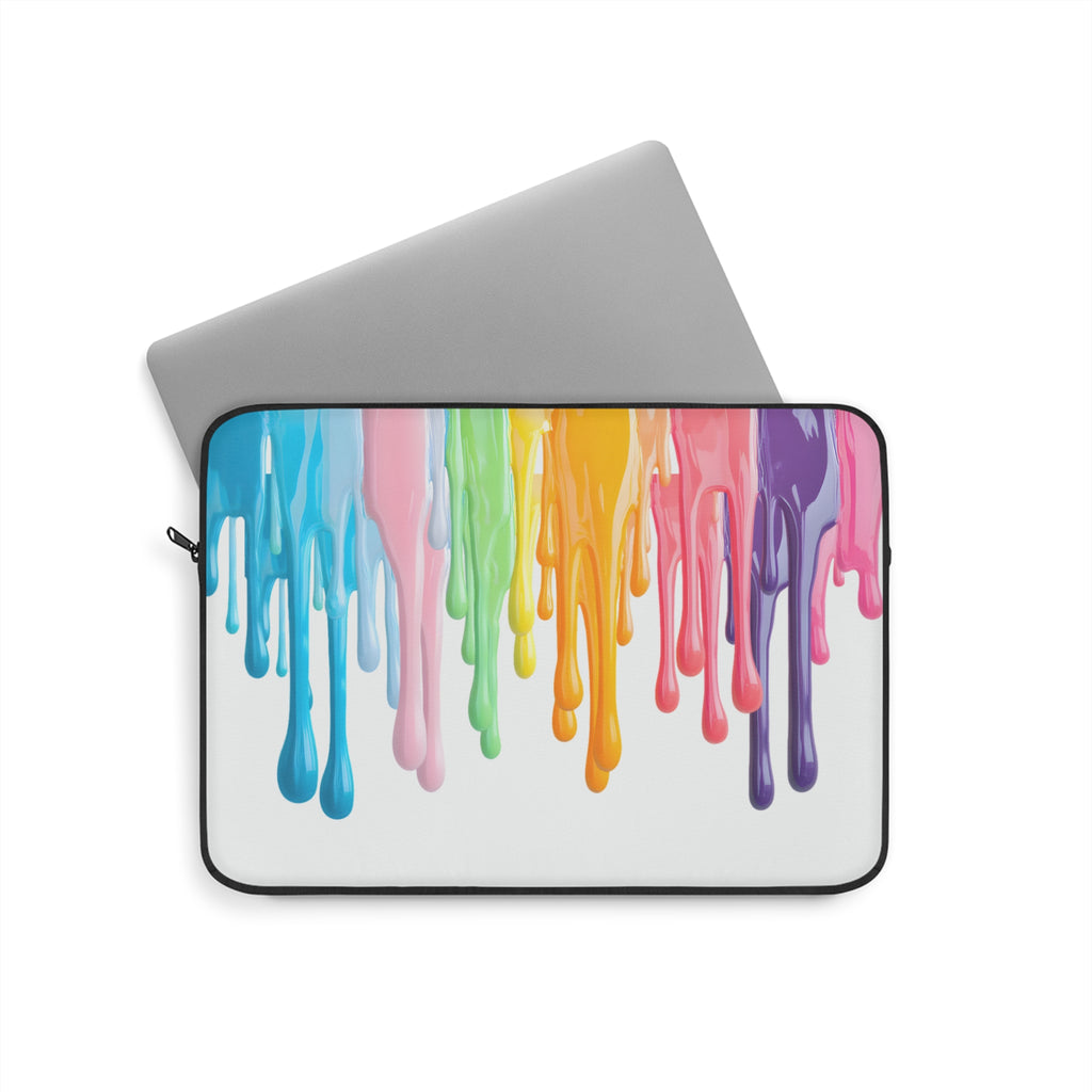 Pastel Drip Paint Laptop Sleeve — Protective Neoprene Cover