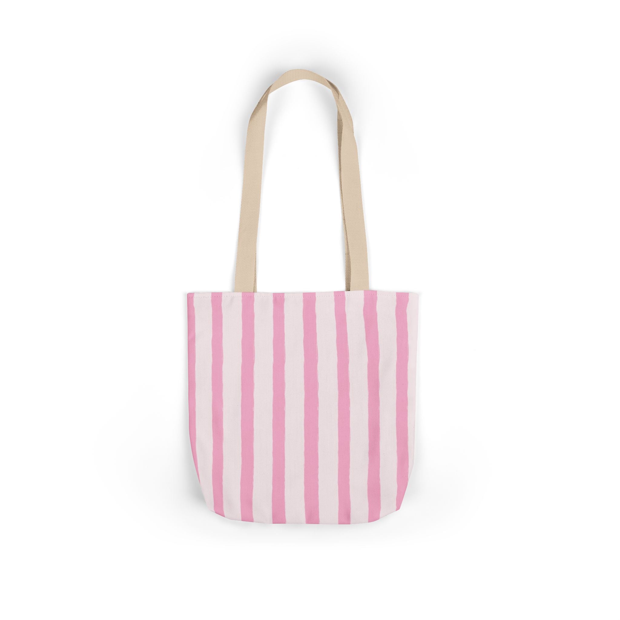 Canvas Tote Bag — Pink Stripe Beach-Ready Shopper