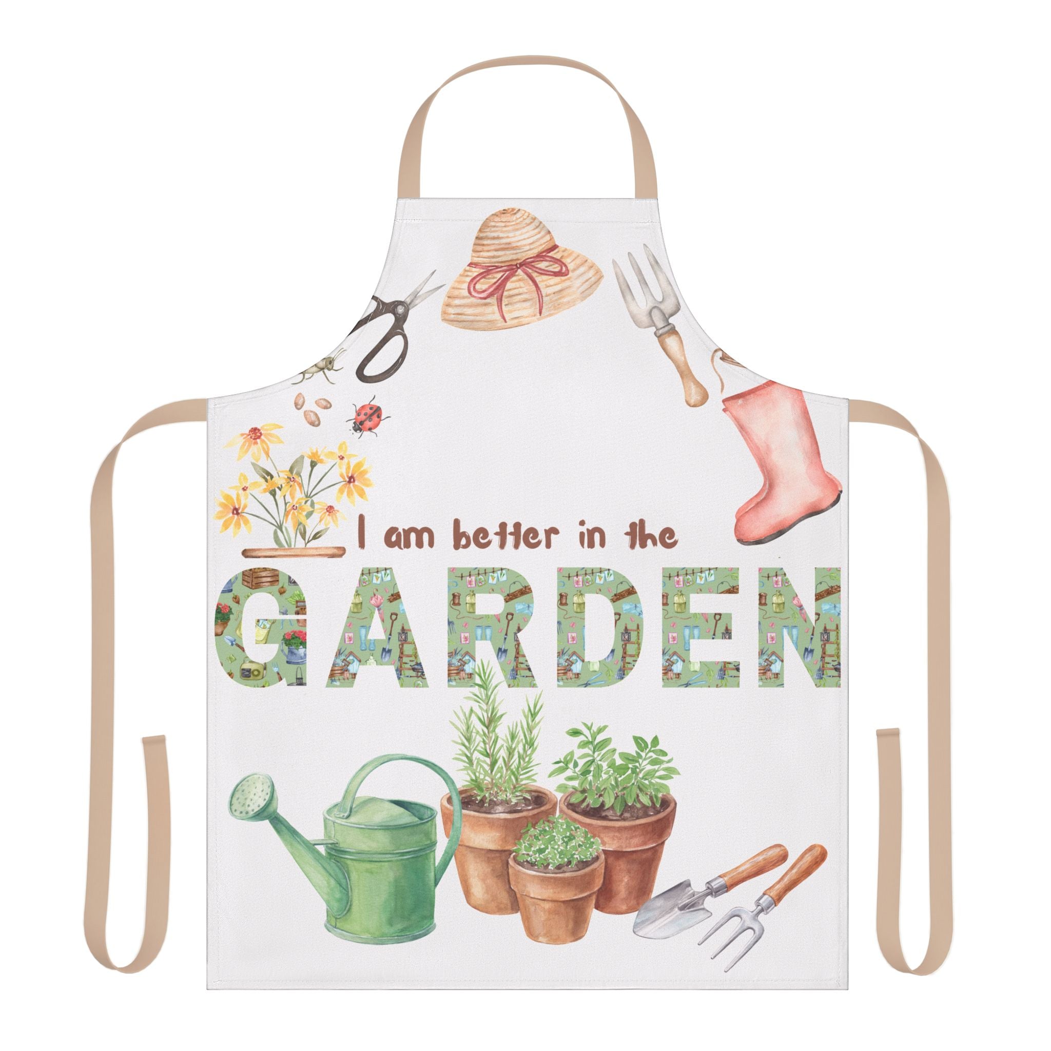 Garden or Kitchen Apron — "I Am Better in the Garden" Floral Watercolor Gardening Apron