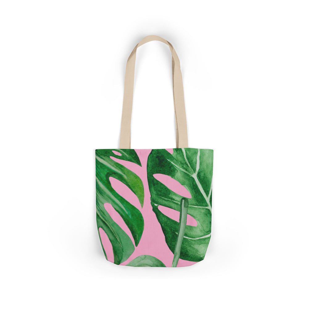 Striped Canvas Tote Bag — Tropical Beach-Ready Shopper