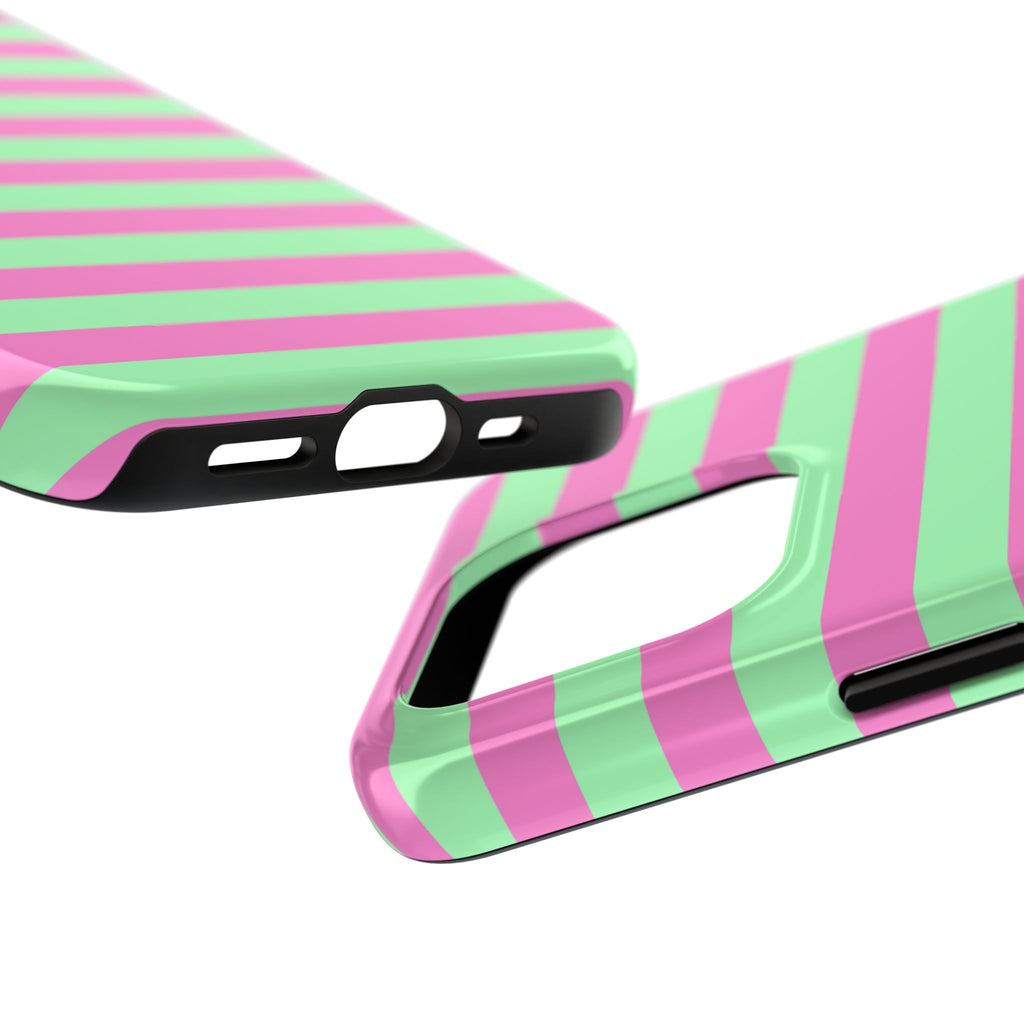 iPhone Case - Pink Green Stripes