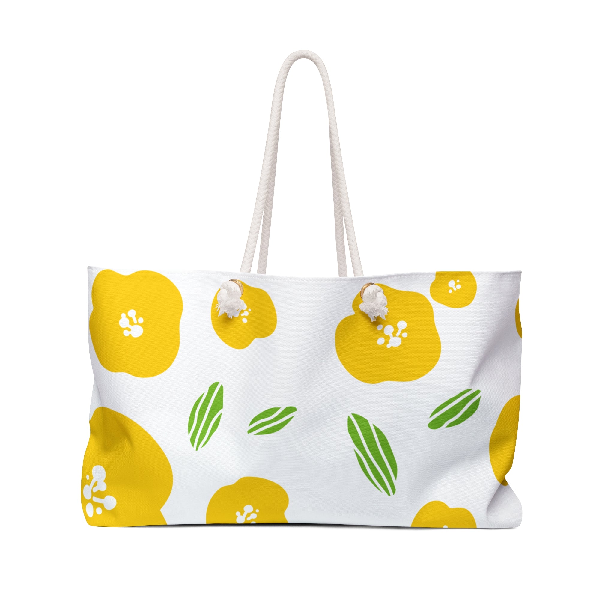 Yellow Floral Weekender Bag — Large Travel or Beach Tote