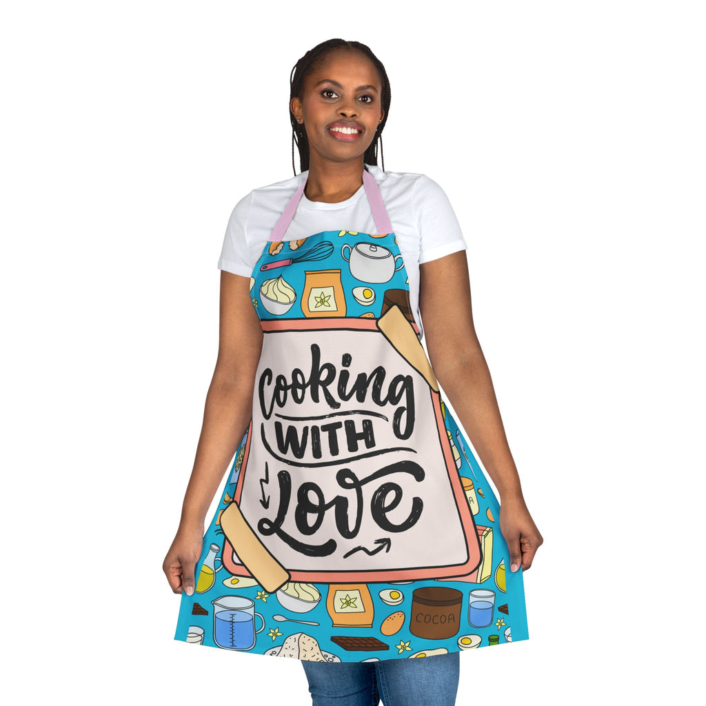 Cooking With Love Kitchen Apron – Colorful Baking & Cooking Apron with Recipe Board Design