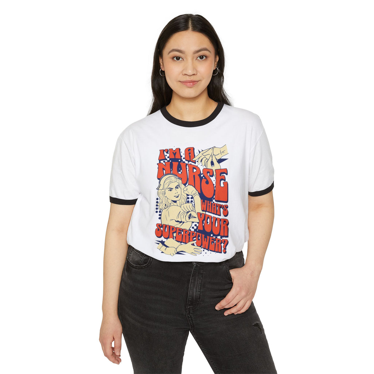 Nurse Superpower Ringer T-Shirt