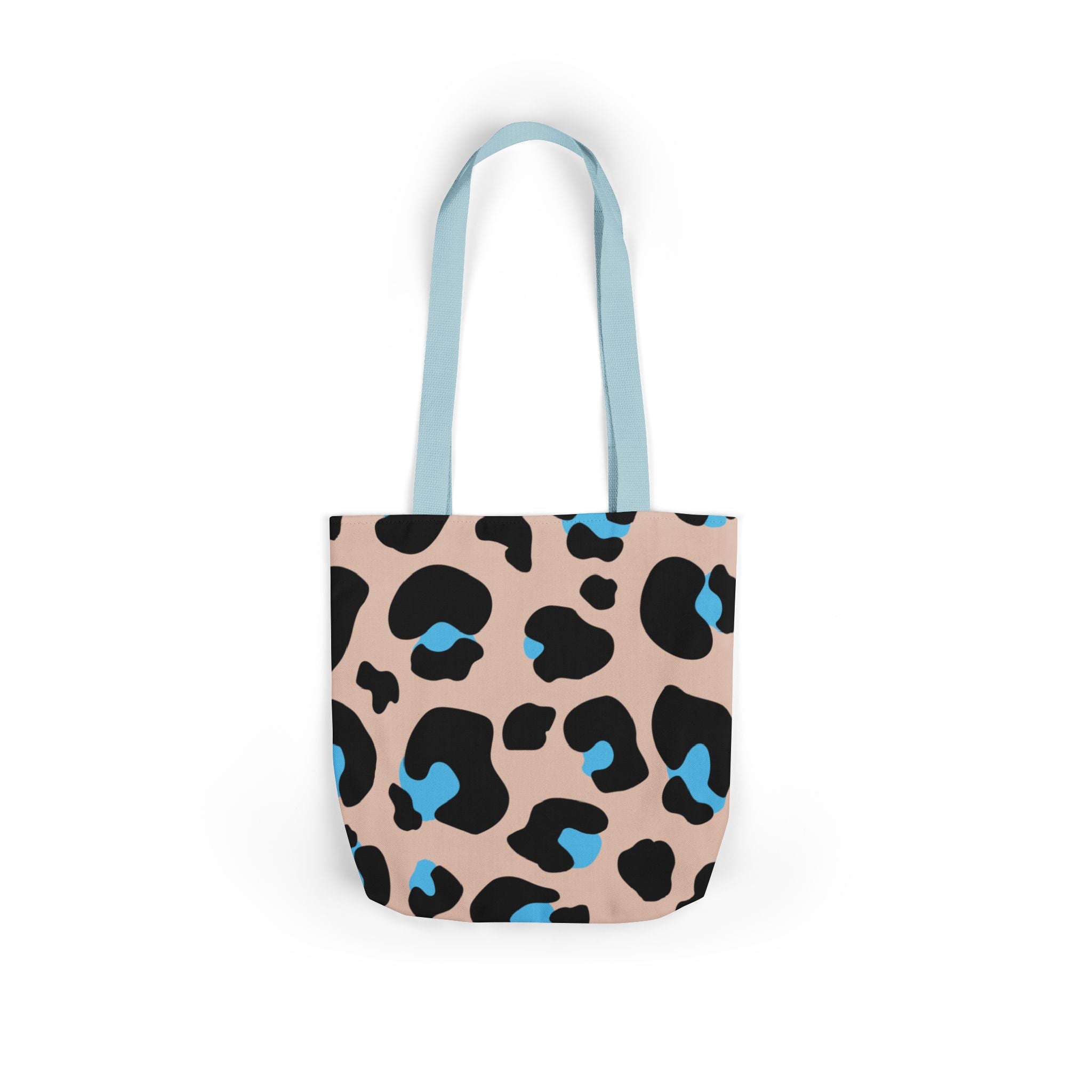 Canvas Tote Bag — Brown Blue Leopard  Beach-Ready Shopper