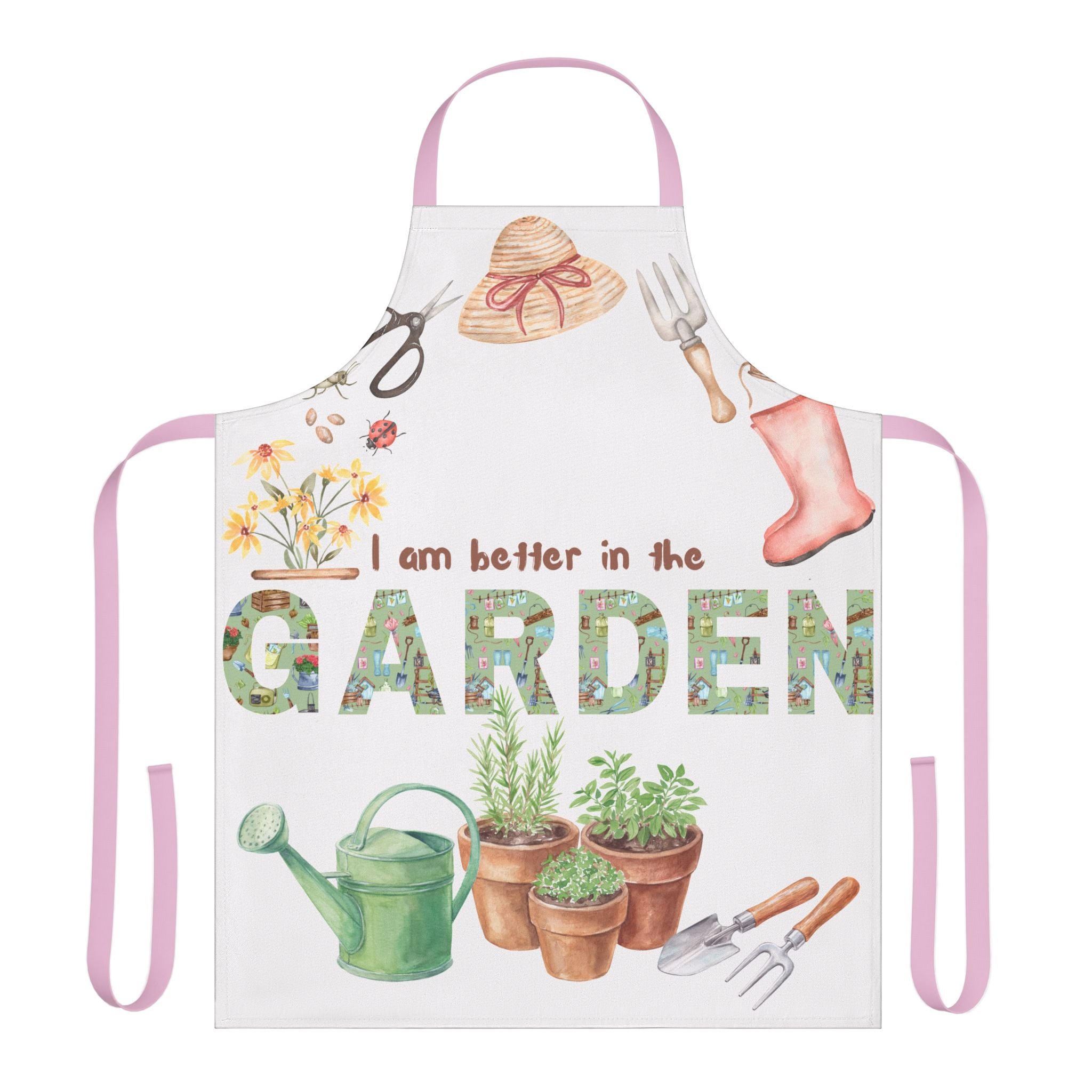 Garden or Kitchen Apron — "I Am Better in the Garden" Floral Watercolor Gardening Apron