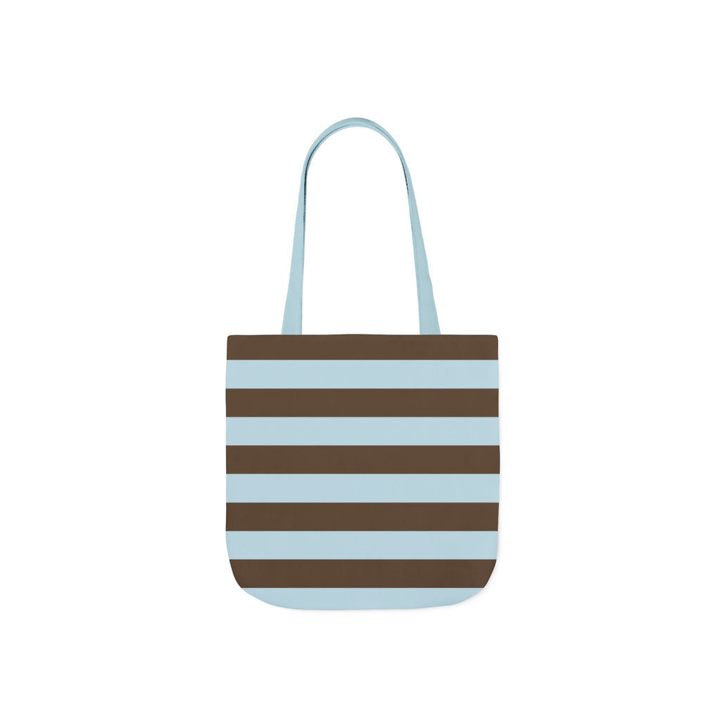 Striped Canvas Tote Bag — Blue & Brown Beach-Ready Shopper