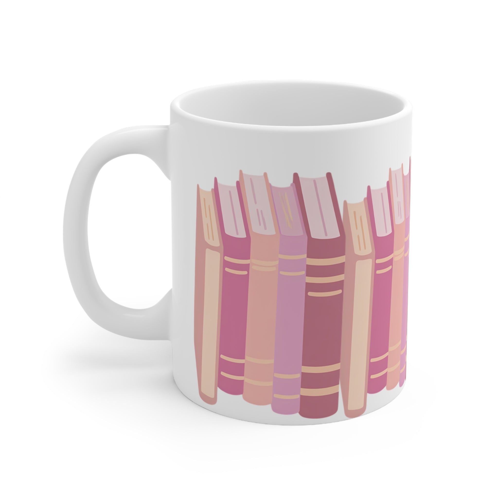 Pink Book Lovers Mug — Ceramic Coffee Cup
