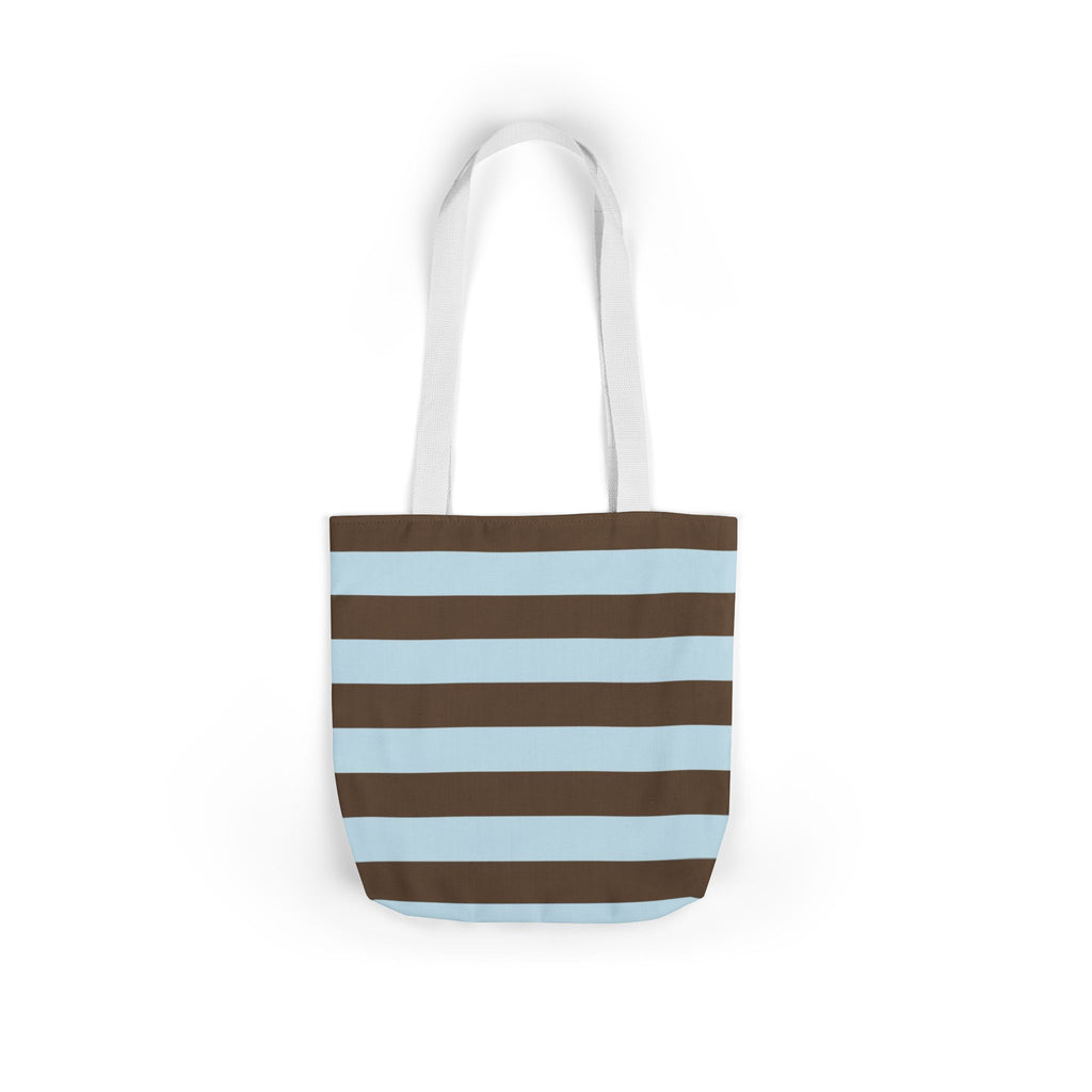 Striped Canvas Tote Bag — Blue & Brown Beach-Ready Shopper