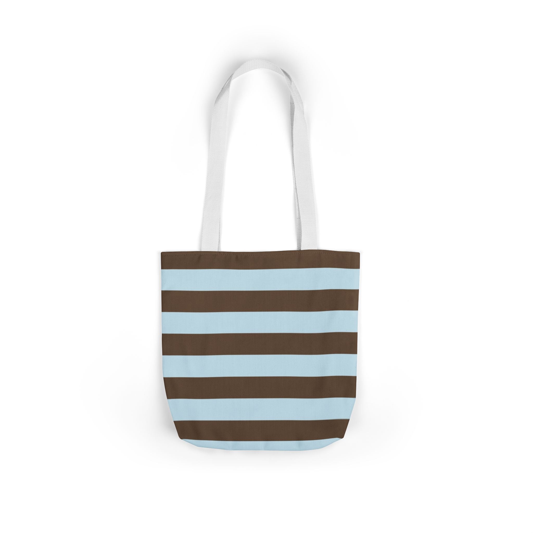 Striped Canvas Tote Bag — Blue & Brown Beach-Ready Shopper