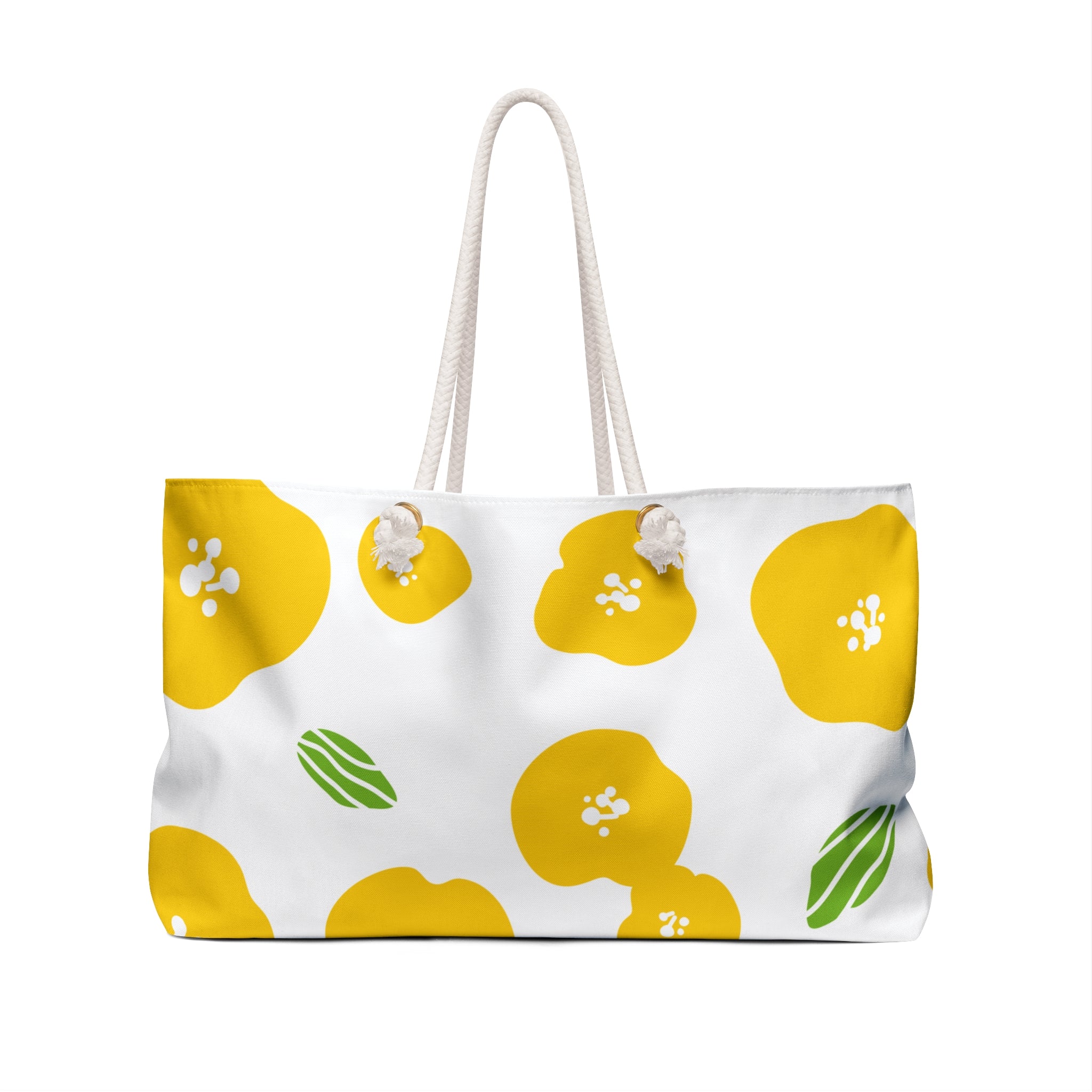 Yellow Floral Weekender Bag — Large Travel or Beach Tote