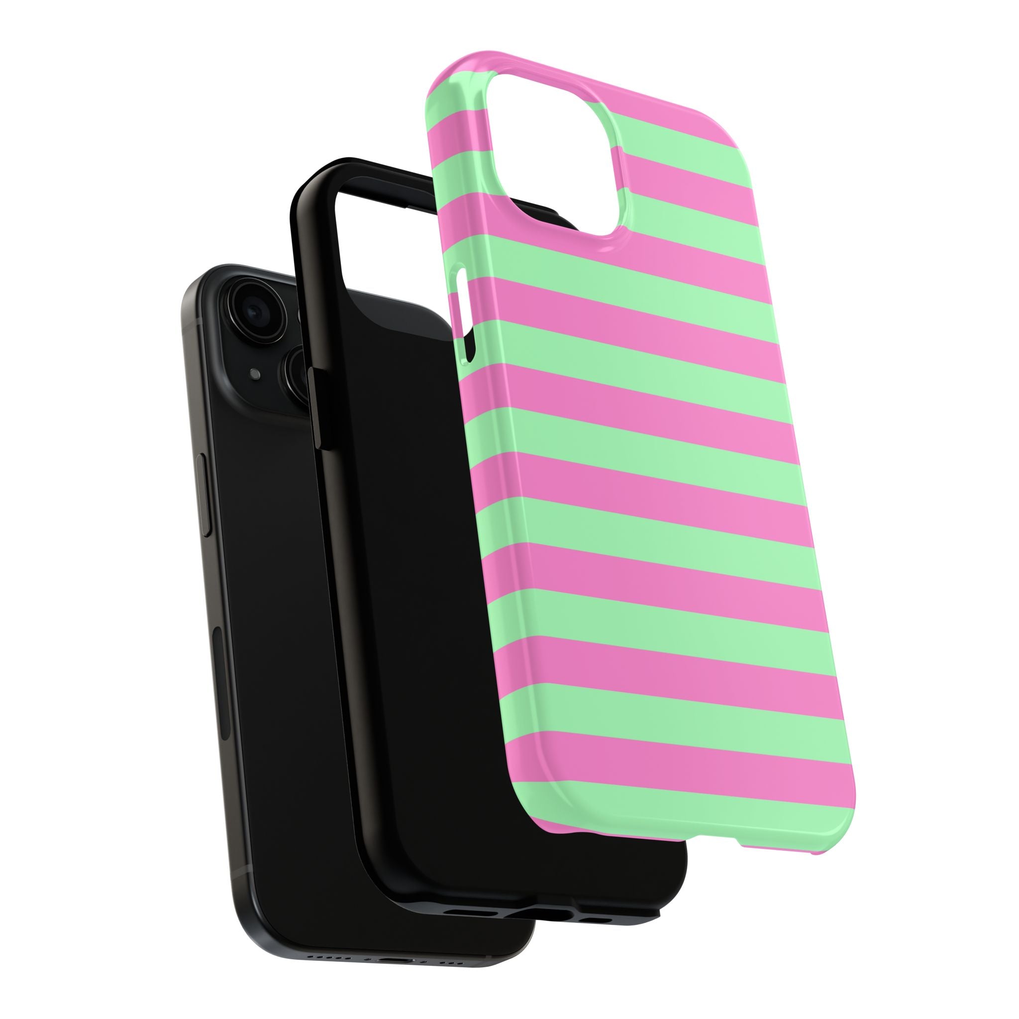iPhone Case Pink Green Stripes