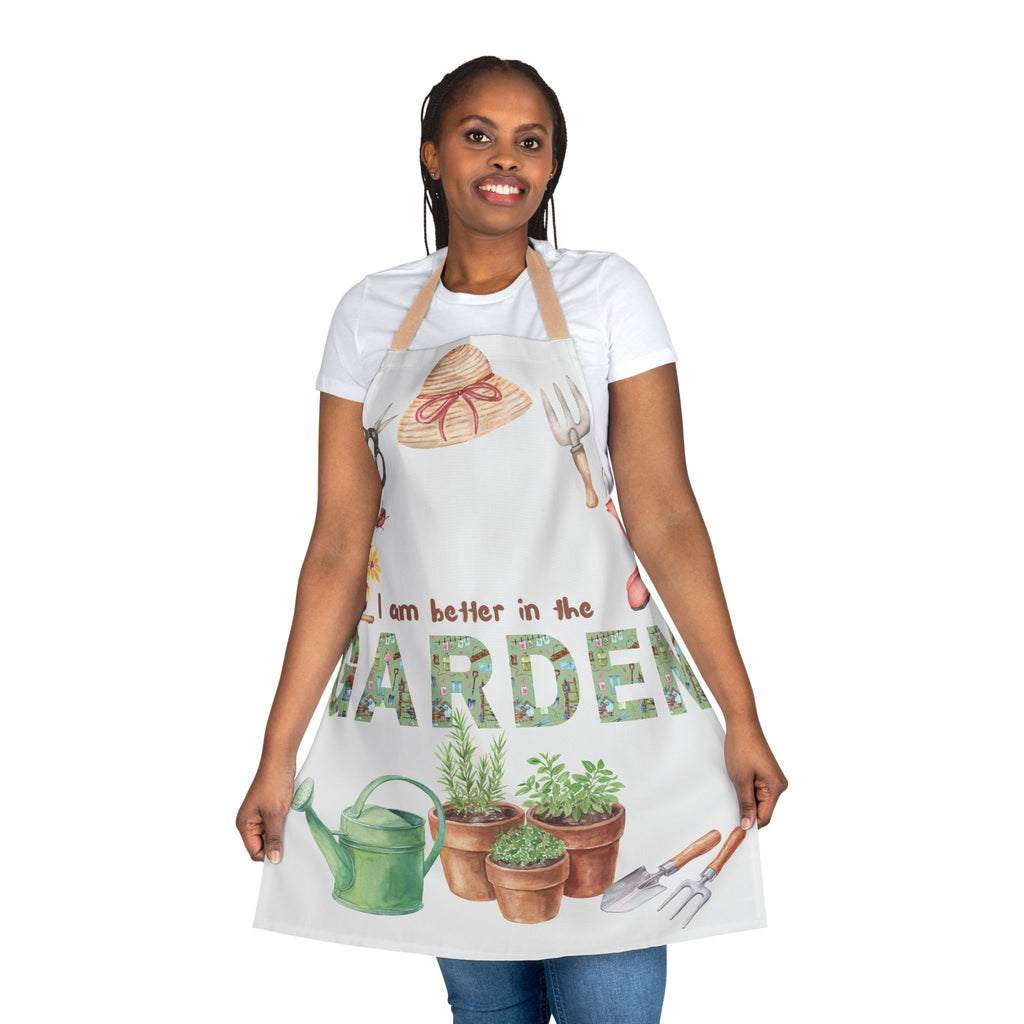 Garden or Kitchen Apron — "I Am Better in the Garden" Floral Watercolor Gardening Apron