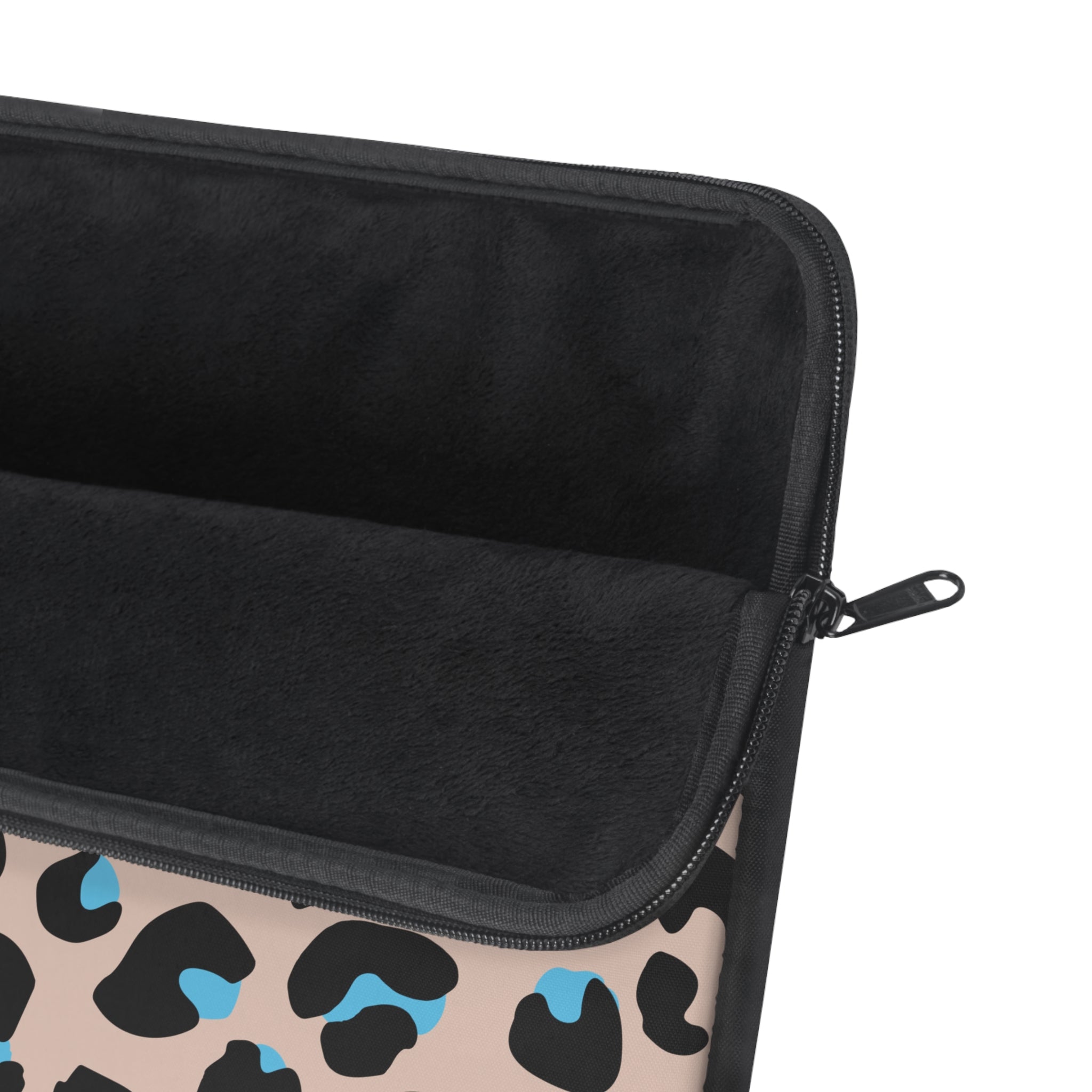 Blue Brown Leopard Print Laptop Sleeve - Protective Neoprene Cover