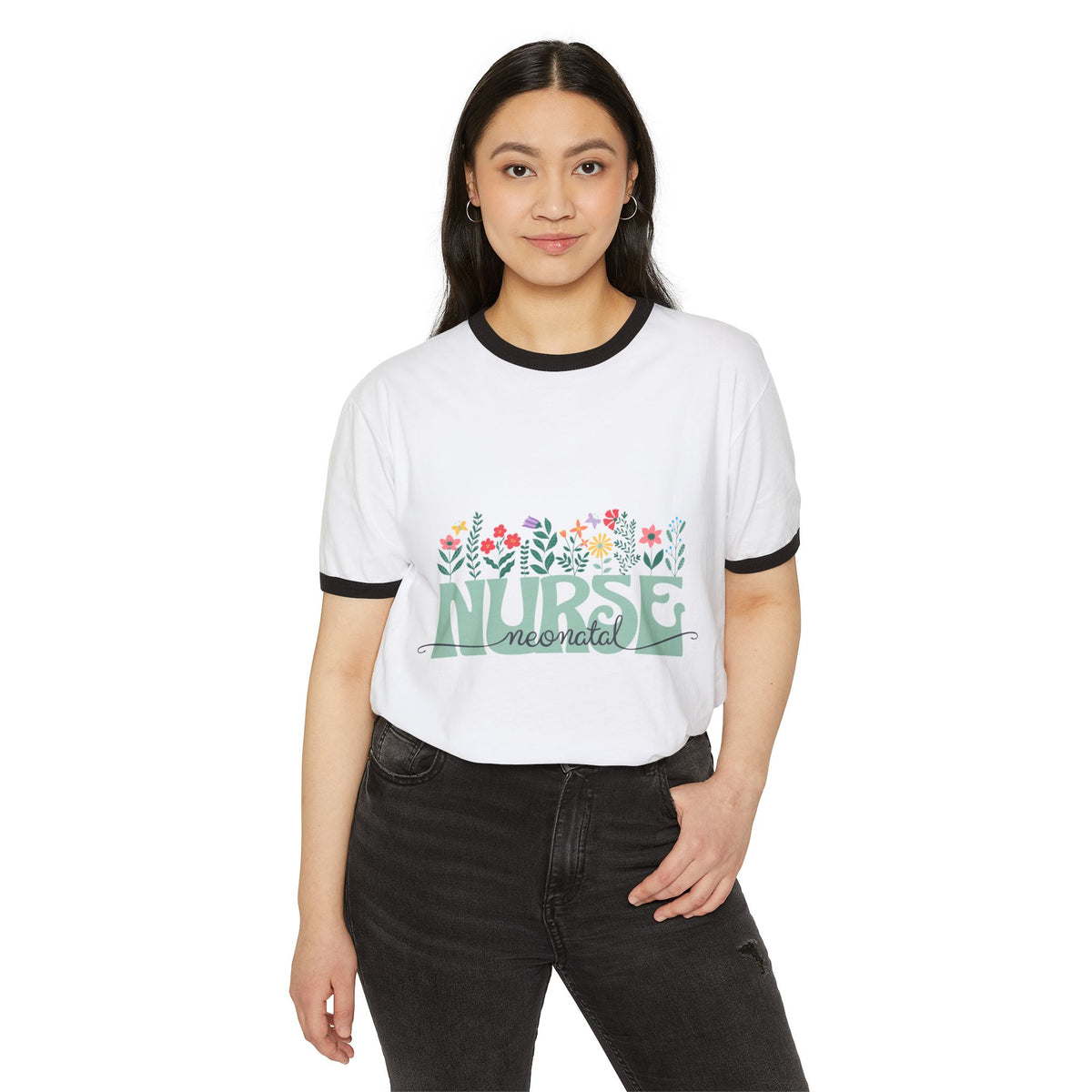 Nurse Neonatal Floral Ringer T-Shirt
