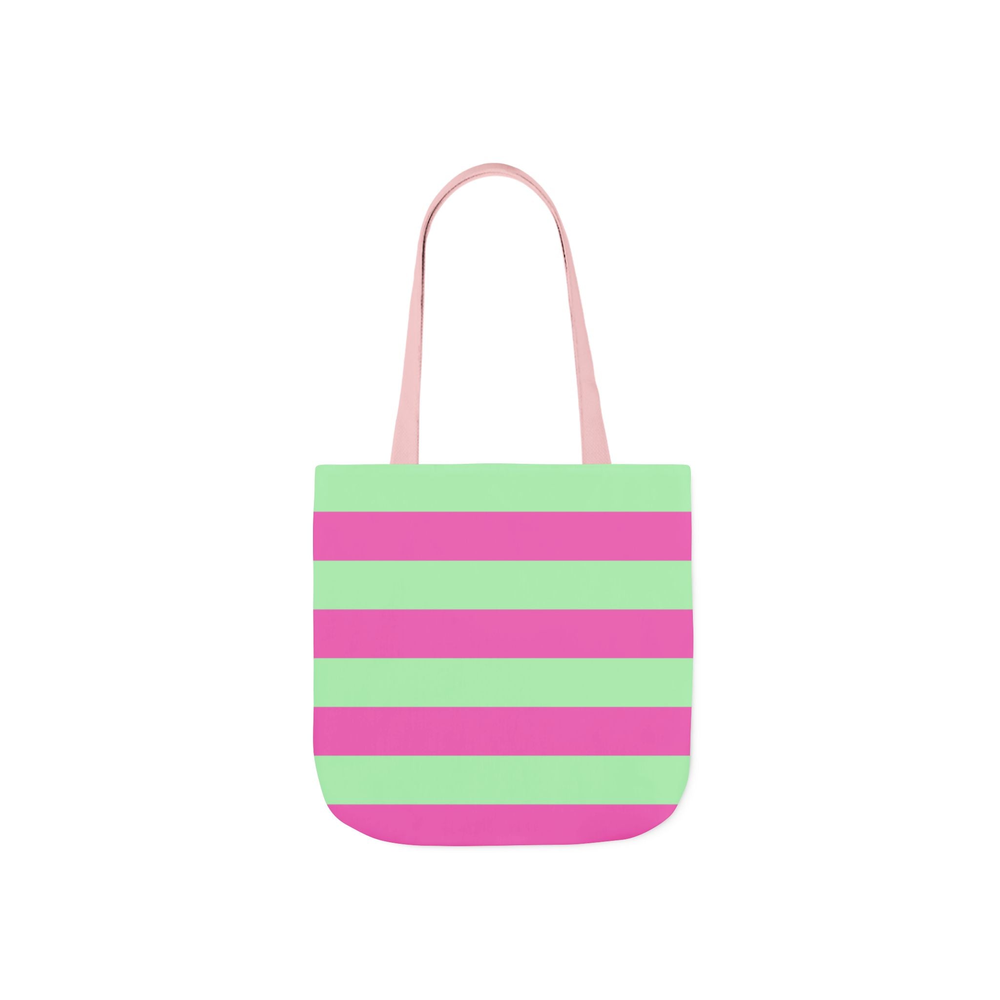 Striped Canvas Tote Bag — Pink & Green Beach-Ready Shopper